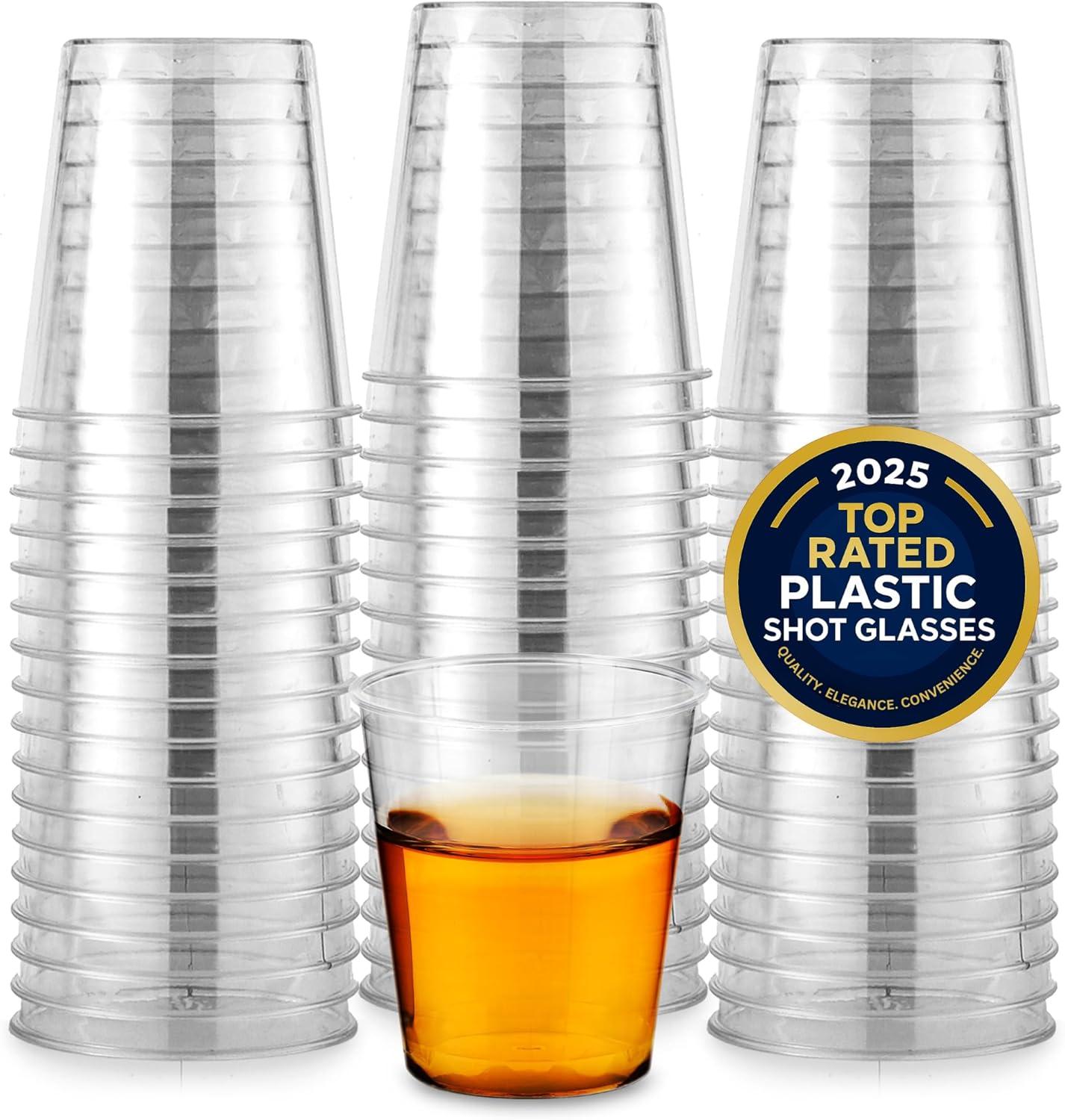 image1000 Plastic Shot Glasses 15 Oz Disposable Cups 15 Ounce Shot Glasses Ideal for Whiskey Wine Tasting Food Sampling and Sauce Dipping at Catered Events Parties and Weddings Clear250 Pack