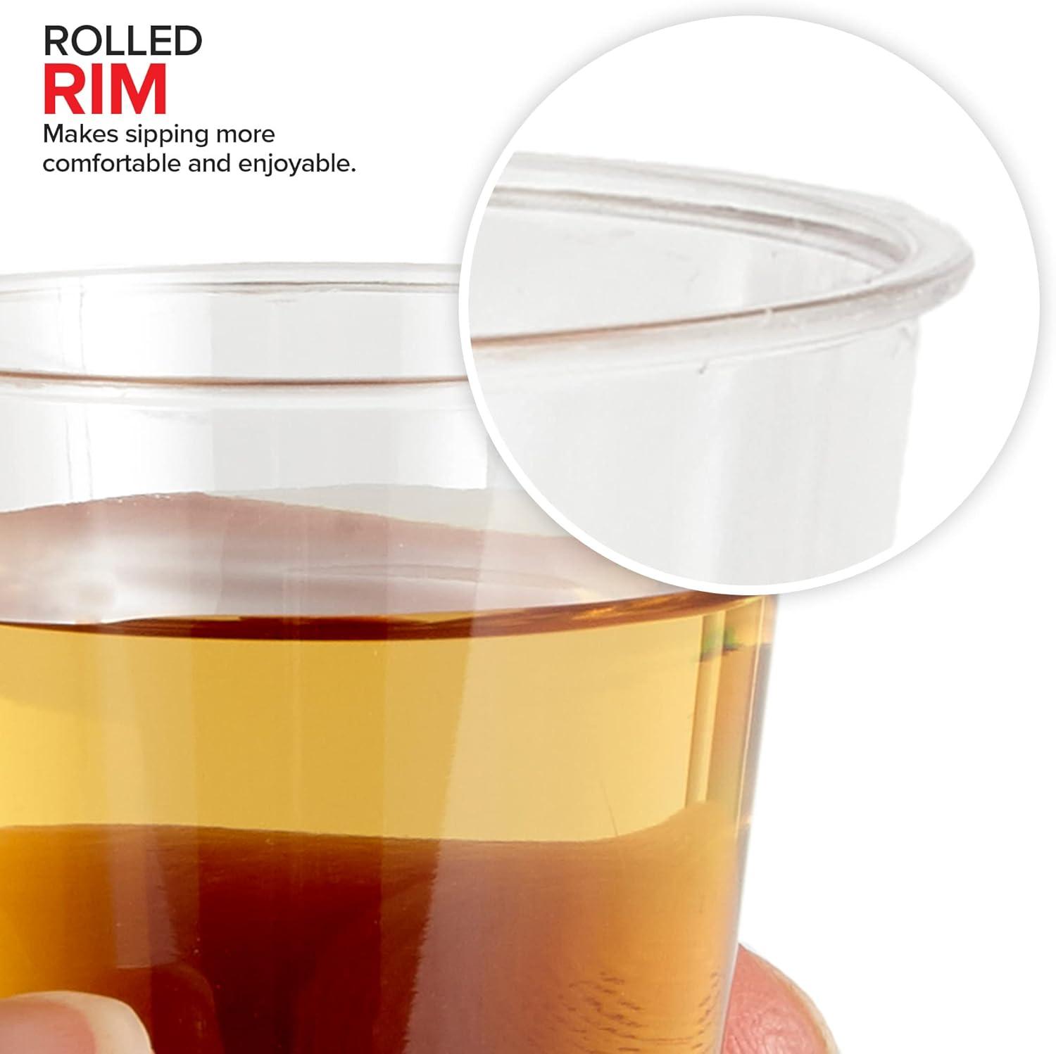 image1000 Plastic Shot Glasses 15 Oz Disposable Cups 15 Ounce Shot Glasses Ideal for Whiskey Wine Tasting Food Sampling and Sauce Dipping at Catered Events Parties and Weddings Clear100 Pack