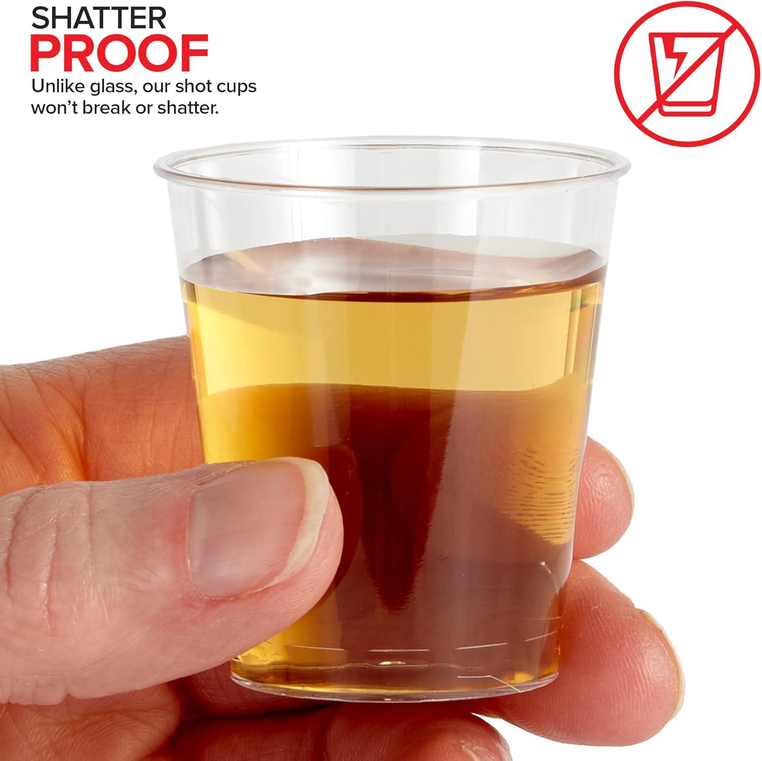 image1000 Plastic Shot Glasses 15 Oz Disposable Cups 15 Ounce Shot Glasses Ideal for Whiskey Wine Tasting Food Sampling and Sauce Dipping at Catered Events Parties and Weddings Clear500 Pack