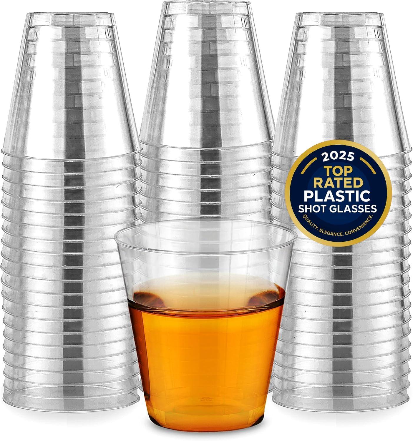 image1000 Plastic Shot Glasses 15 Oz Disposable Cups 15 Ounce Shot Glasses Ideal for Whiskey Wine Tasting Food Sampling and Sauce Dipping at Catered Events Parties and Weddings Clear250 Pack
