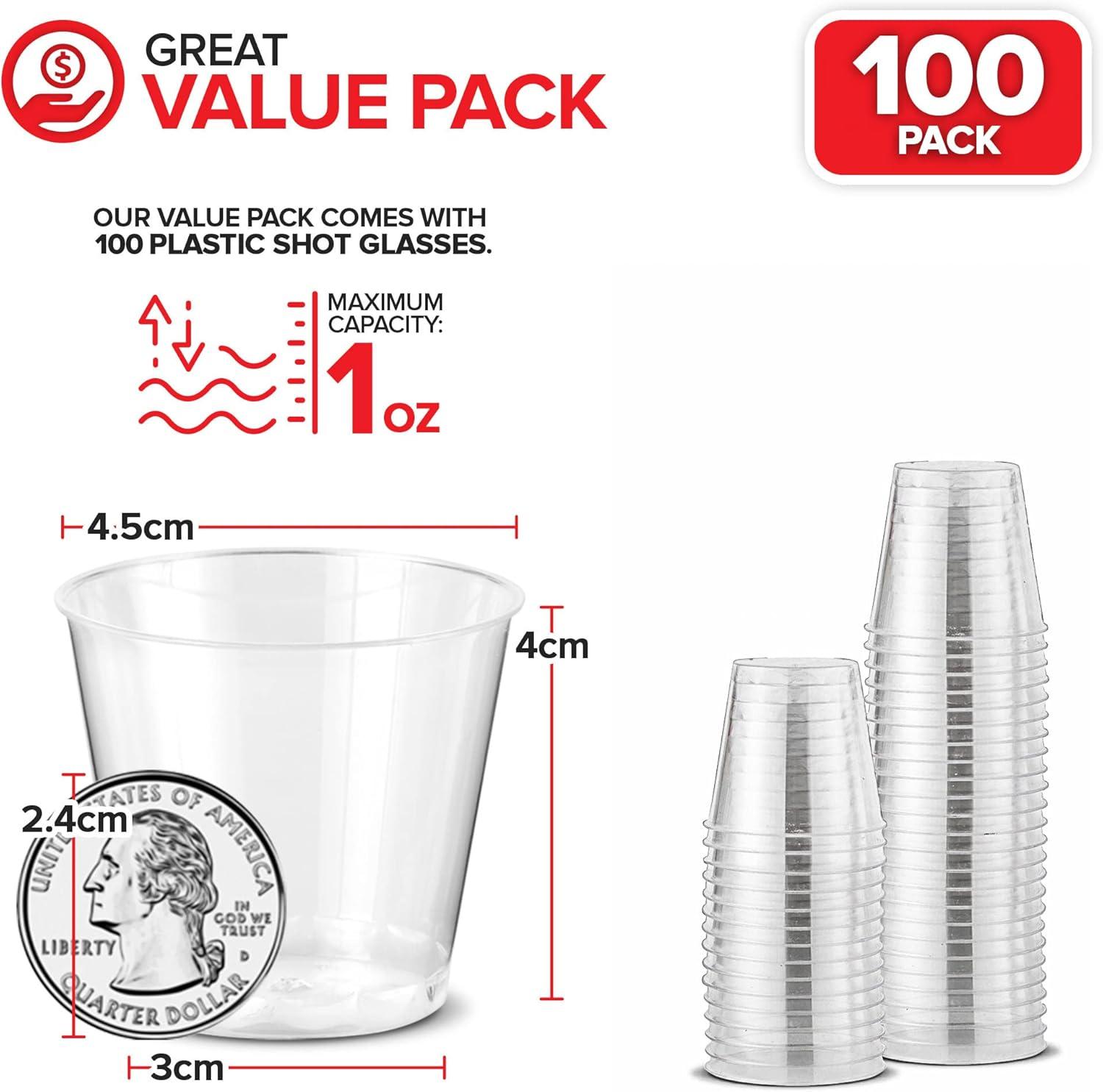 image1000 Plastic Shot Glasses 15 Oz Disposable Cups 15 Ounce Shot Glasses Ideal for Whiskey Wine Tasting Food Sampling and Sauce Dipping at Catered Events Parties and Weddings Clear100 Pack