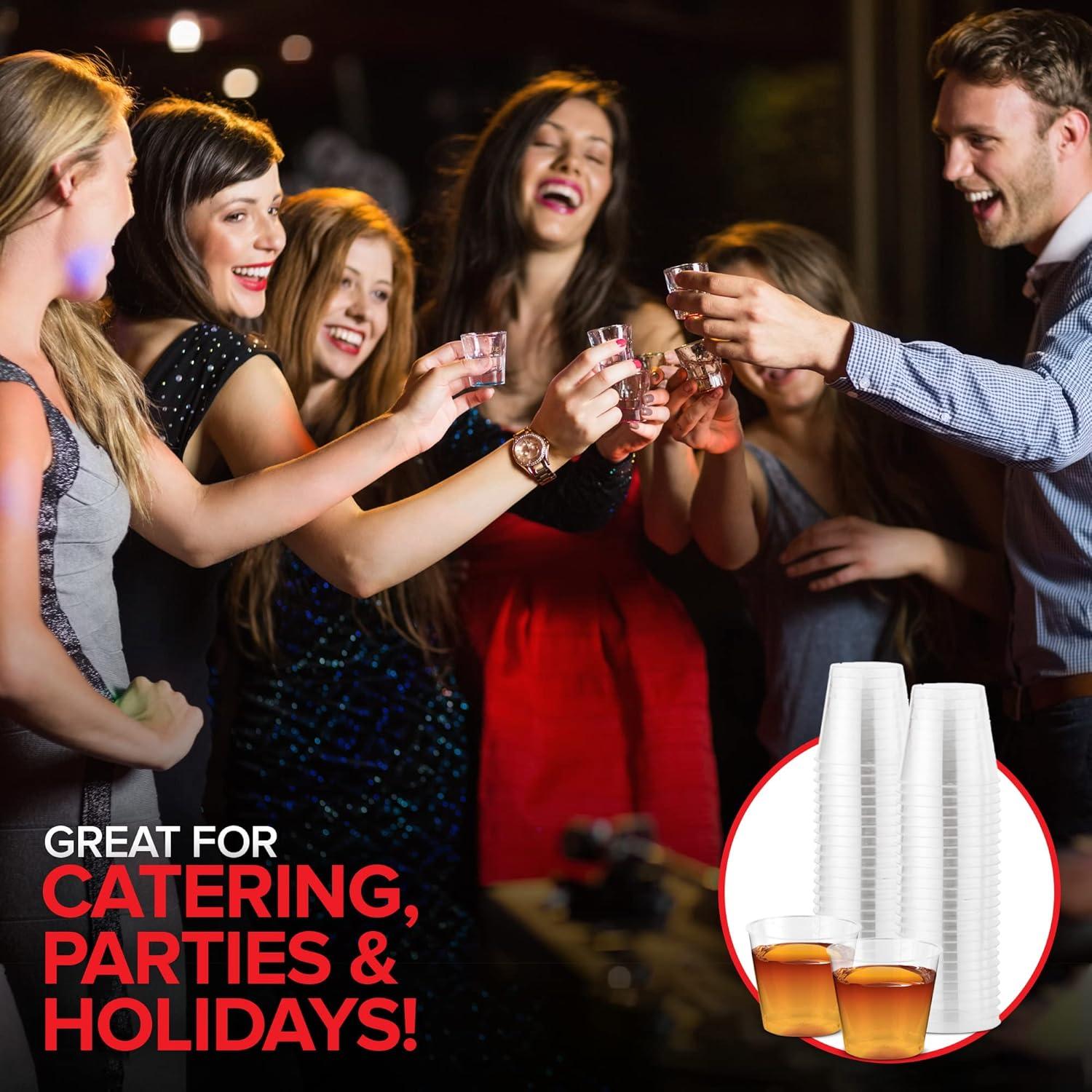 image1000 Plastic Shot Glasses 15 Oz Disposable Cups 15 Ounce Shot Glasses Ideal for Whiskey Wine Tasting Food Sampling and Sauce Dipping at Catered Events Parties and Weddings Clear250 Pack