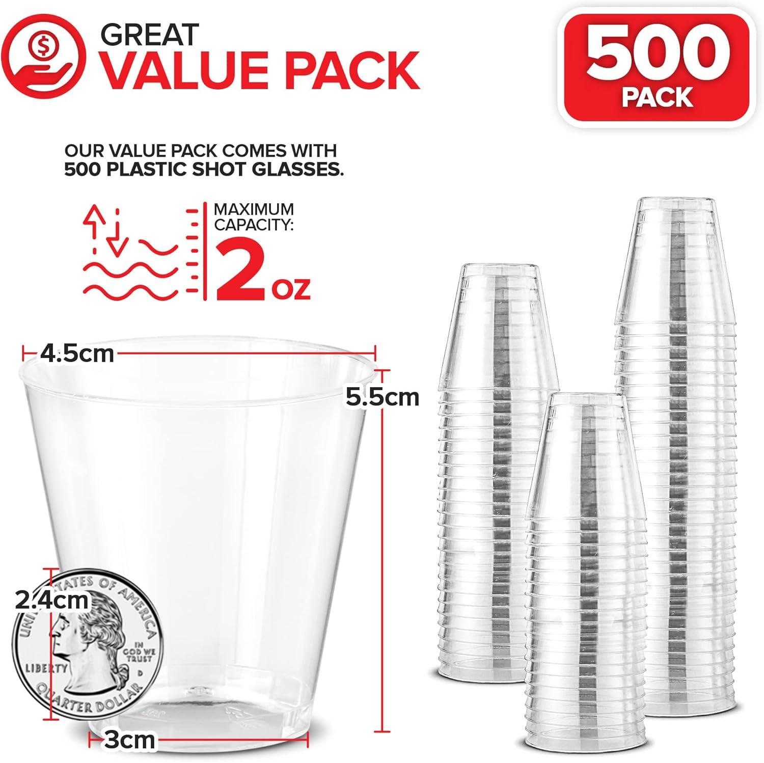 image1000 Plastic Shot Glasses 15 Oz Disposable Cups 15 Ounce Shot Glasses Ideal for Whiskey Wine Tasting Food Sampling and Sauce Dipping at Catered Events Parties and Weddings Clear500 Pack