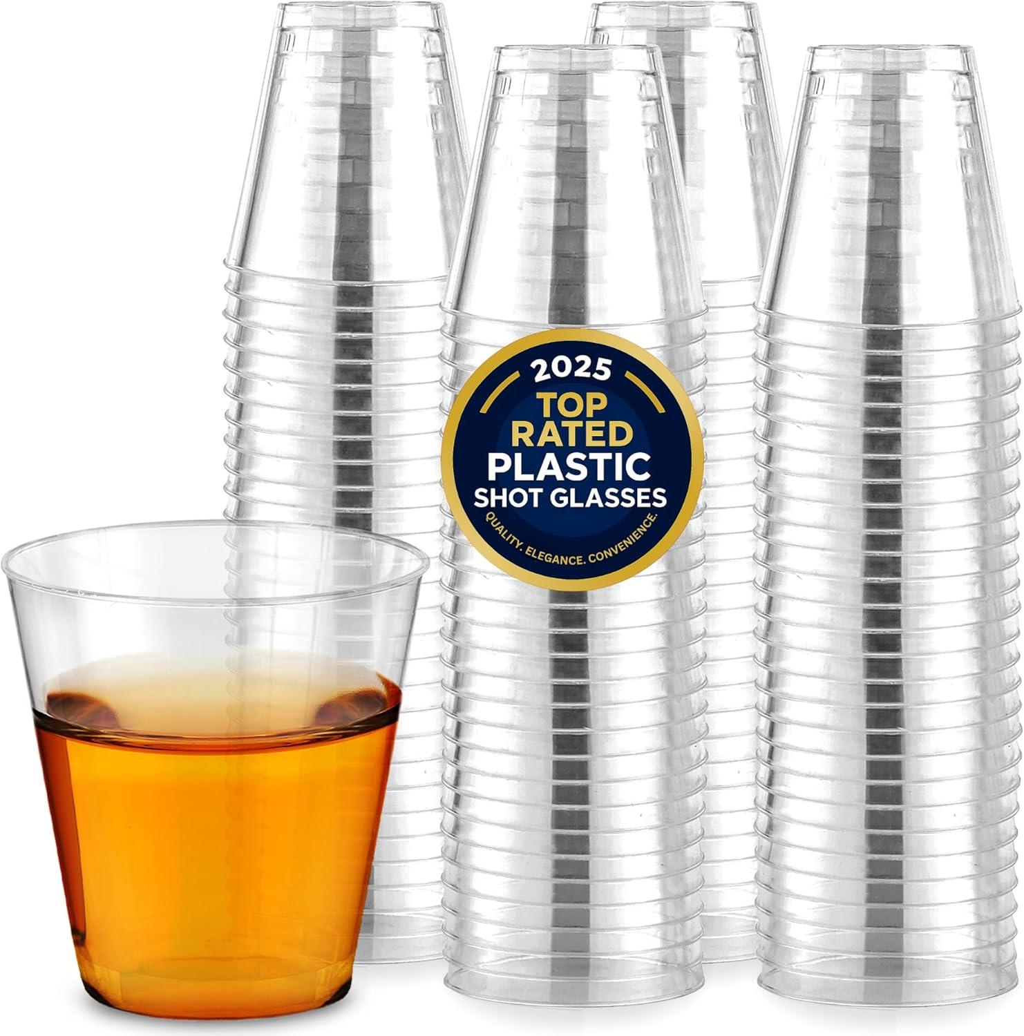 image1000 Plastic Shot Glasses 15 Oz Disposable Cups 15 Ounce Shot Glasses Ideal for Whiskey Wine Tasting Food Sampling and Sauce Dipping at Catered Events Parties and Weddings Clear500 Pack