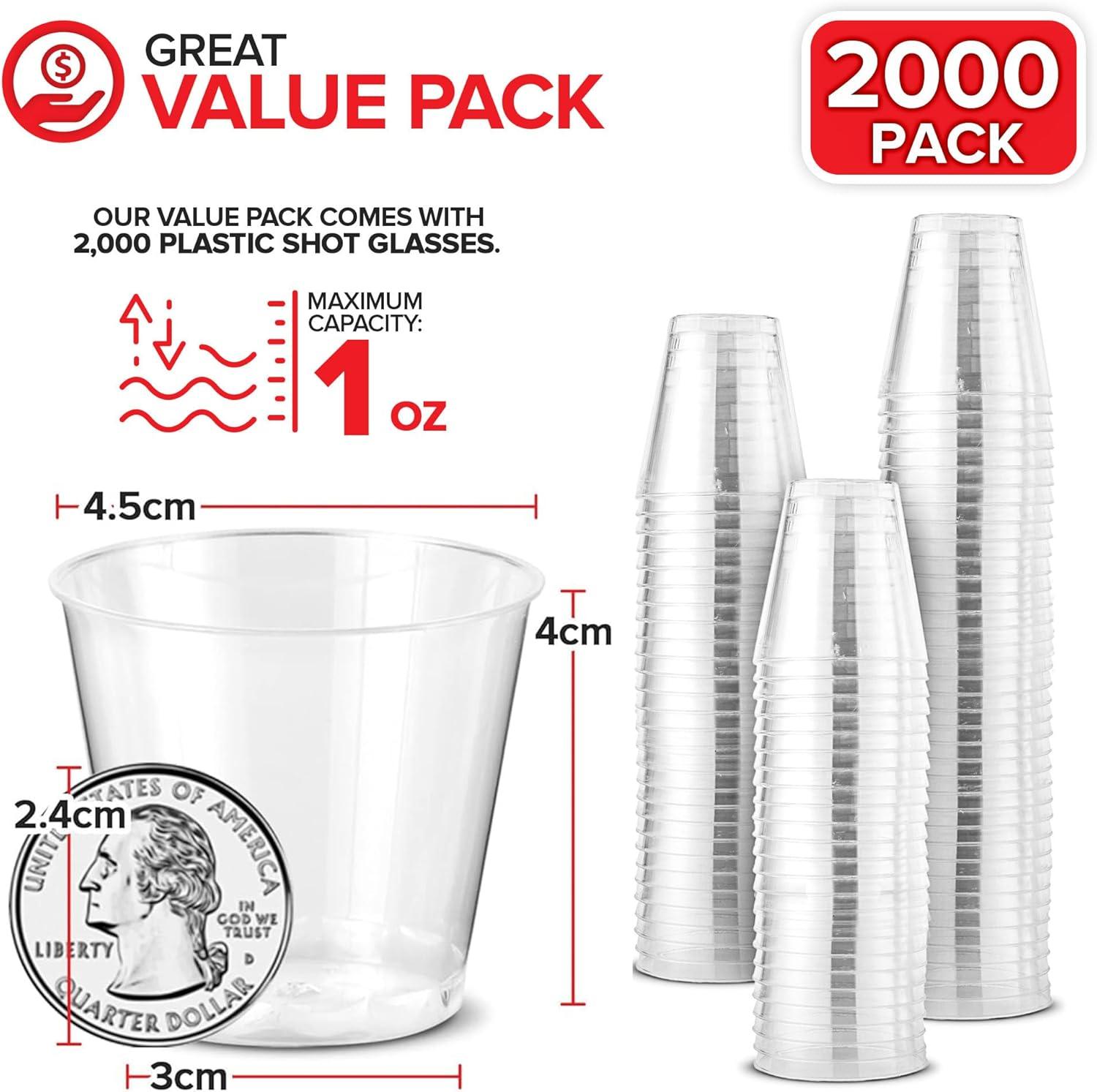 image1000 Plastic Shot Glasses 15 Oz Disposable Cups 15 Ounce Shot Glasses Ideal for Whiskey Wine Tasting Food Sampling and Sauce Dipping at Catered Events Parties and Weddings Clear2000 Pack