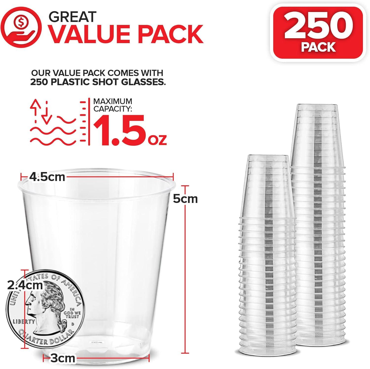 image1000 Plastic Shot Glasses 15 Oz Disposable Cups 15 Ounce Shot Glasses Ideal for Whiskey Wine Tasting Food Sampling and Sauce Dipping at Catered Events Parties and Weddings Clear250 Pack