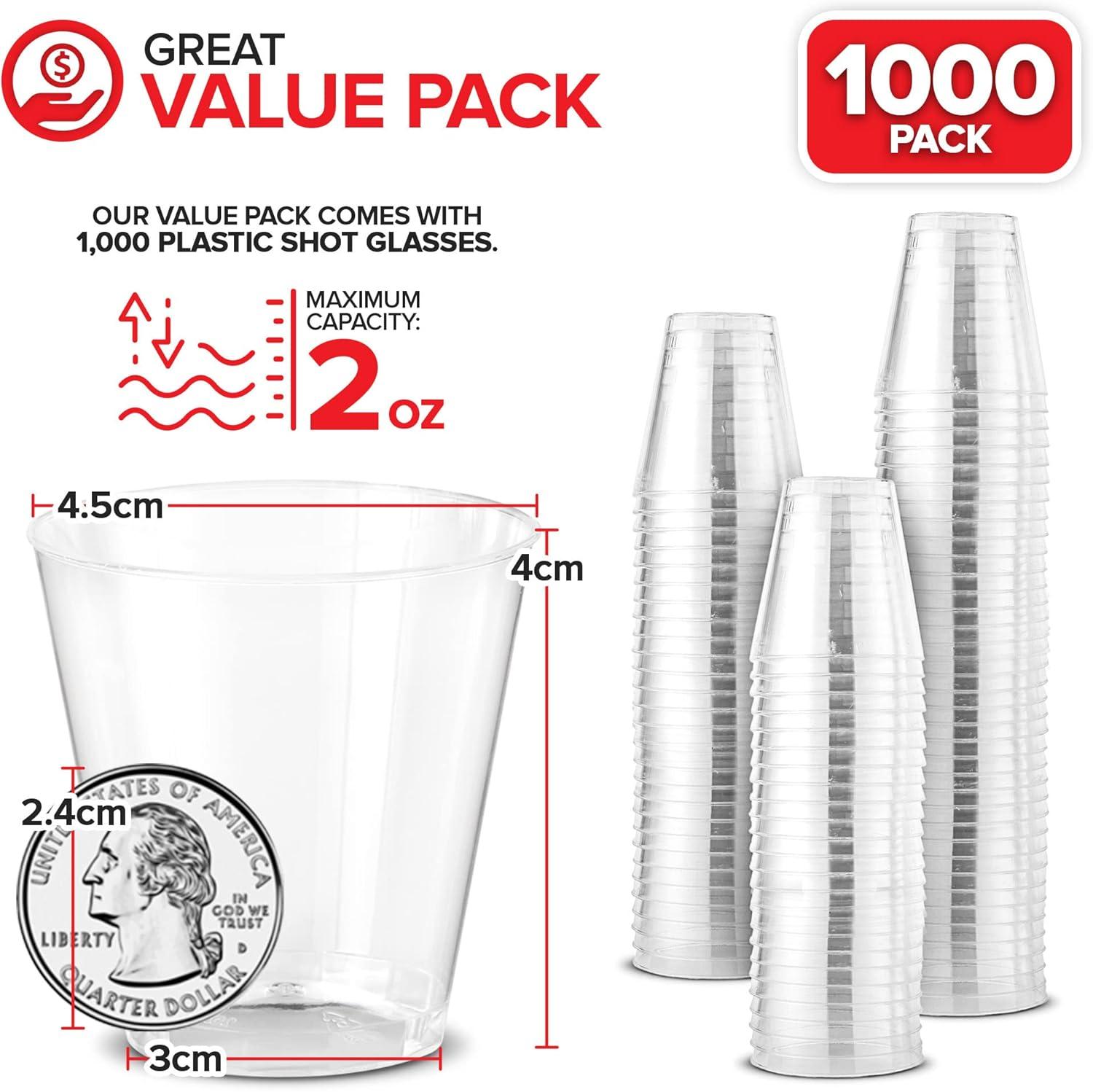 image1000 Plastic Shot Glasses 15 Oz Disposable Cups 15 Ounce Shot Glasses Ideal for Whiskey Wine Tasting Food Sampling and Sauce Dipping at Catered Events Parties and Weddings Clear1000 Pack