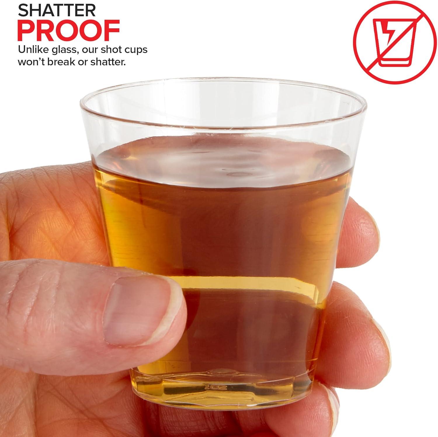 image1000 Plastic Shot Glasses 15 Oz Disposable Cups 15 Ounce Shot Glasses Ideal for Whiskey Wine Tasting Food Sampling and Sauce Dipping at Catered Events Parties and Weddings Clear500 Pack