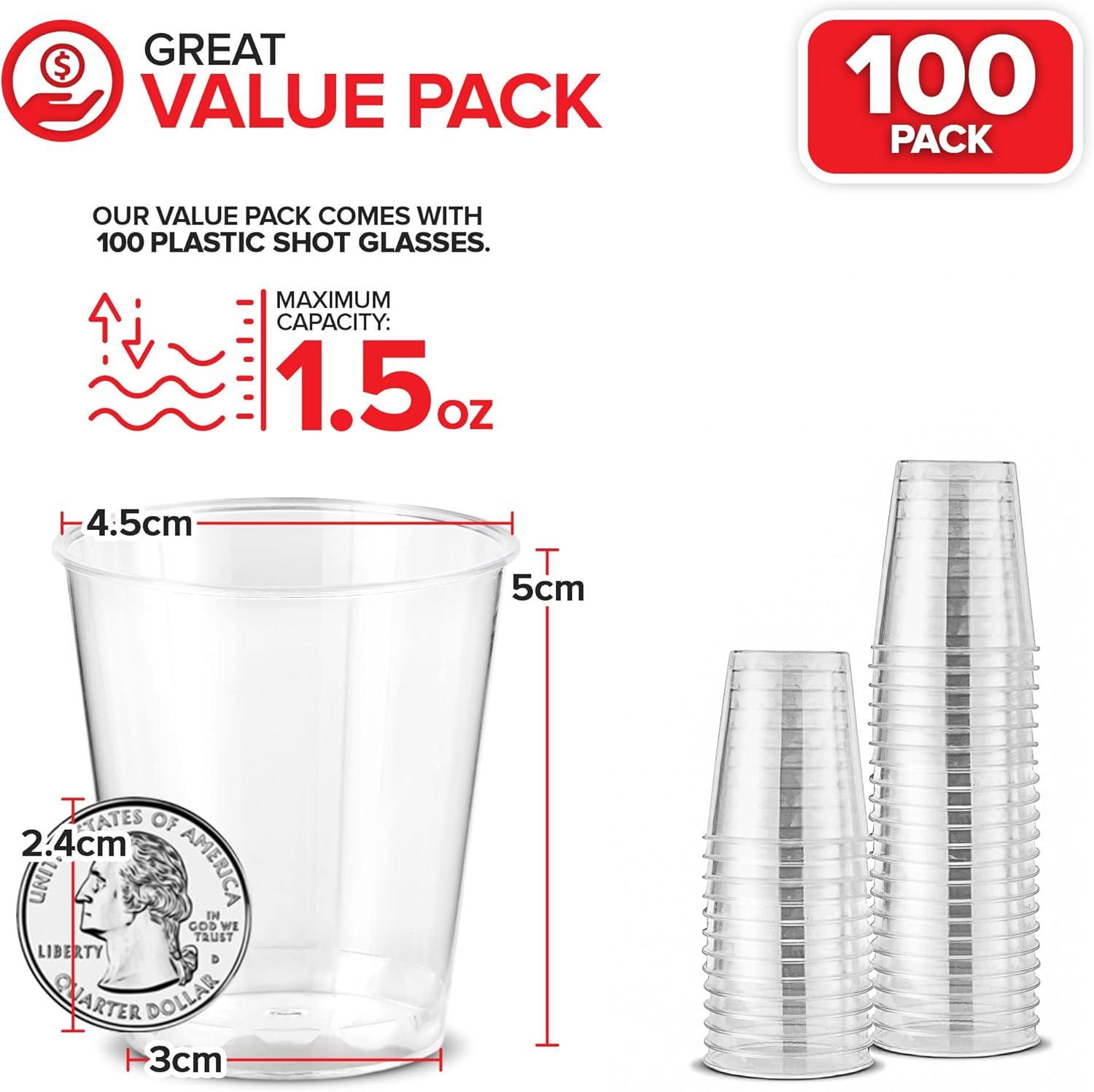 image1000 Plastic Shot Glasses 15 Oz Disposable Cups 15 Ounce Shot Glasses Ideal for Whiskey Wine Tasting Food Sampling and Sauce Dipping at Catered Events Parties and Weddings Clear100 Pack