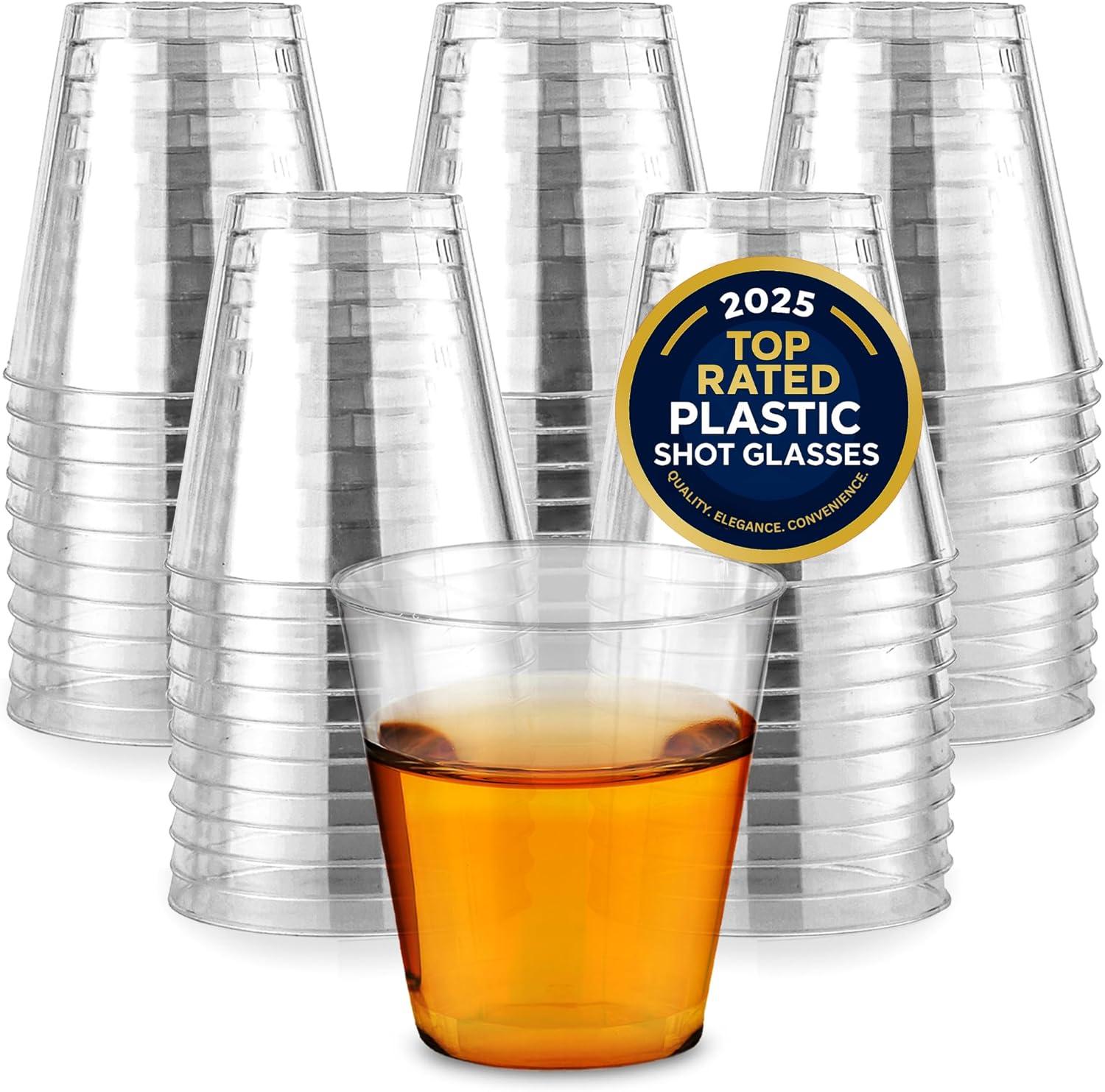 image1000 Plastic Shot Glasses 15 Oz Disposable Cups 15 Ounce Shot Glasses Ideal for Whiskey Wine Tasting Food Sampling and Sauce Dipping at Catered Events Parties and Weddings Clear100 Pack
