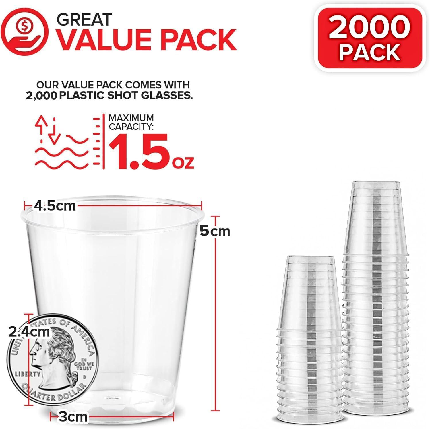 image1000 Plastic Shot Glasses 15 Oz Disposable Cups 15 Ounce Shot Glasses Ideal for Whiskey Wine Tasting Food Sampling and Sauce Dipping at Catered Events Parties and Weddings Clear2000 Pack