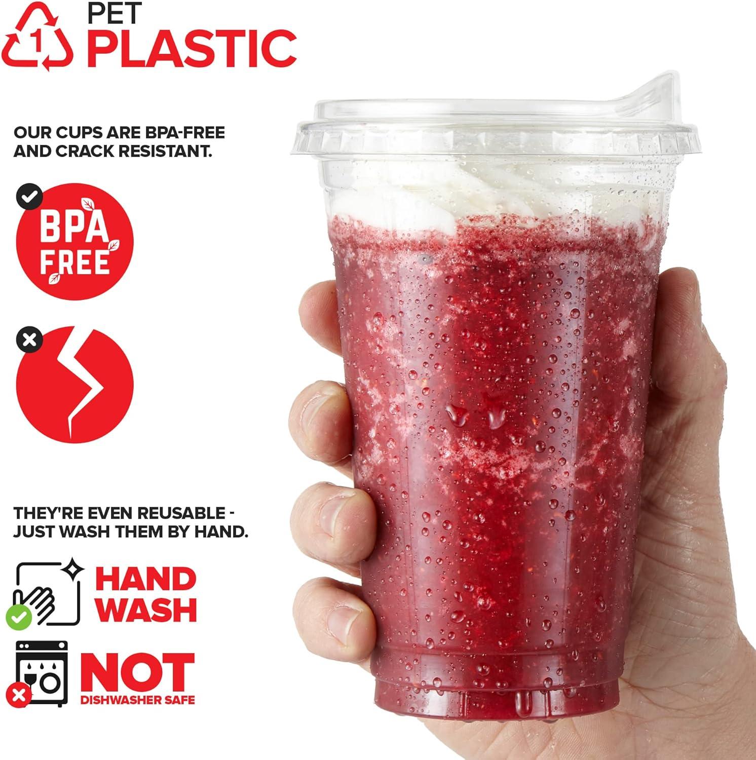 image20 oz Clear Plastic Cups with Lids Disposable Togo Drinking Cup with Strawless Sip Lid for Smoothie Cold Brew Iced Coffee Lemonade Ice Latte Boba Party Drinks Bulk 20 Ounce Set of 5020 oz