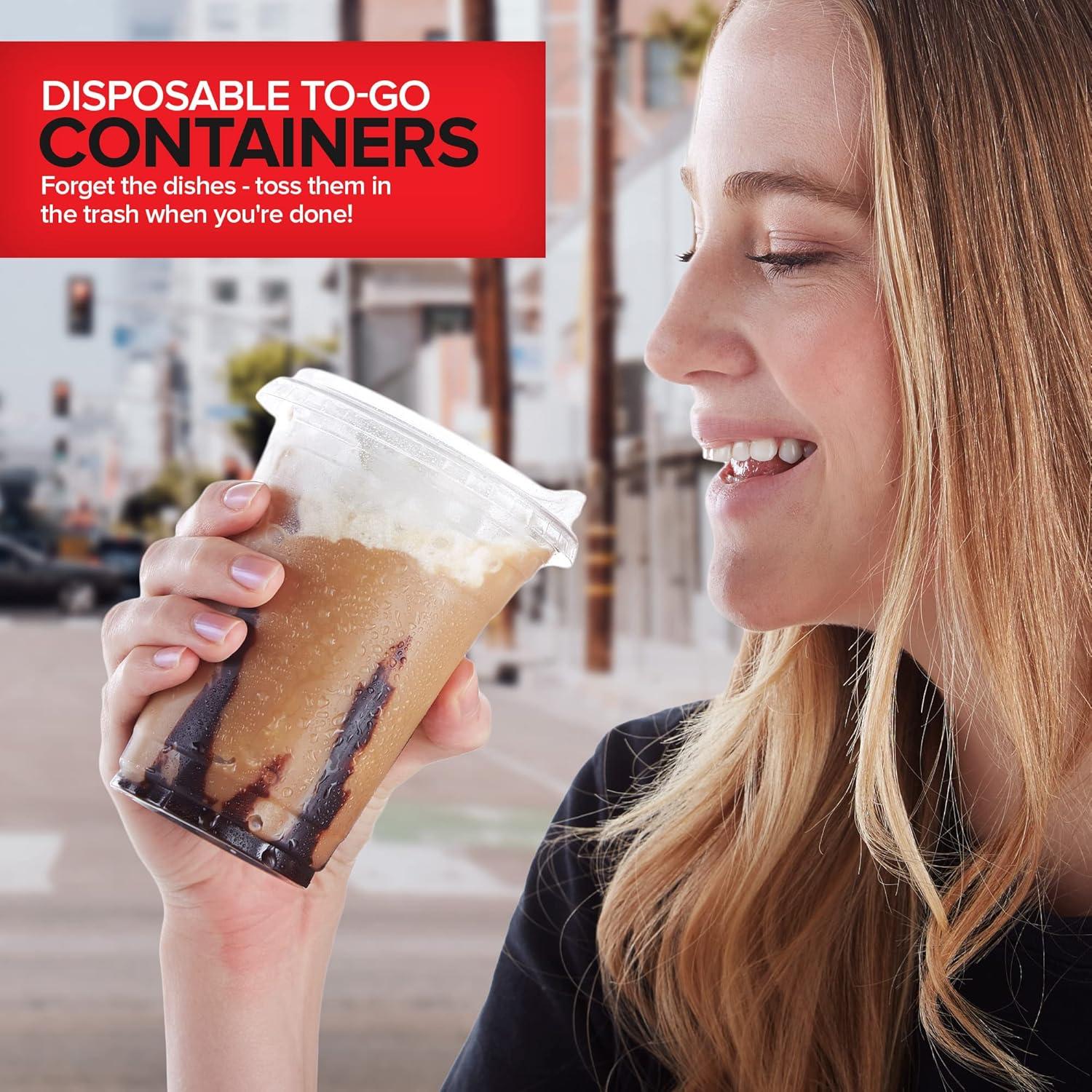 image20 oz Clear Plastic Cups with Lids Disposable Togo Drinking Cup with Strawless Sip Lid for Smoothie Cold Brew Iced Coffee Lemonade Ice Latte Boba Party Drinks Bulk 20 Ounce Set of 5016 oz
