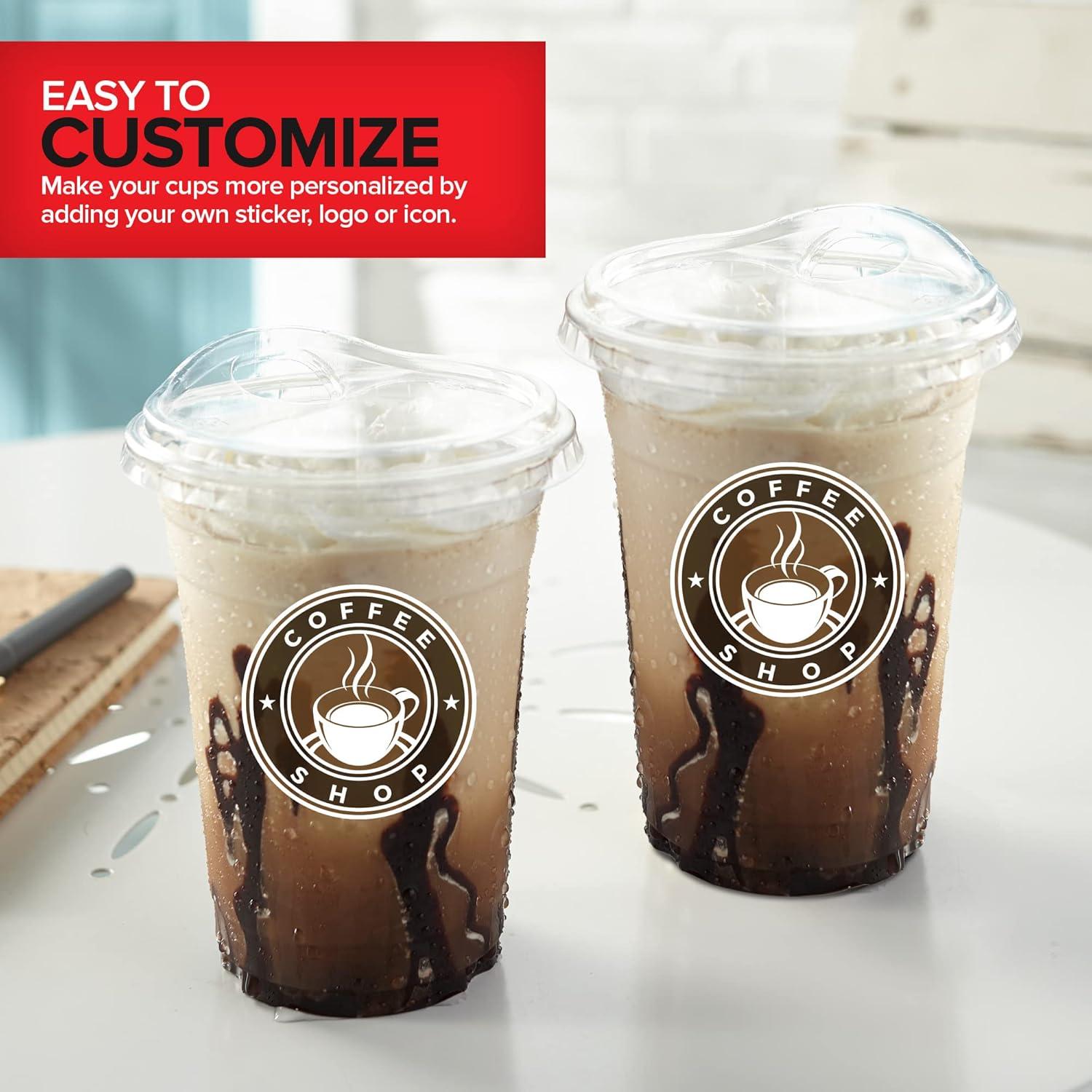 image20 oz Clear Plastic Cups with Lids Disposable Togo Drinking Cup with Strawless Sip Lid for Smoothie Cold Brew Iced Coffee Lemonade Ice Latte Boba Party Drinks Bulk 20 Ounce Set of 5016 oz