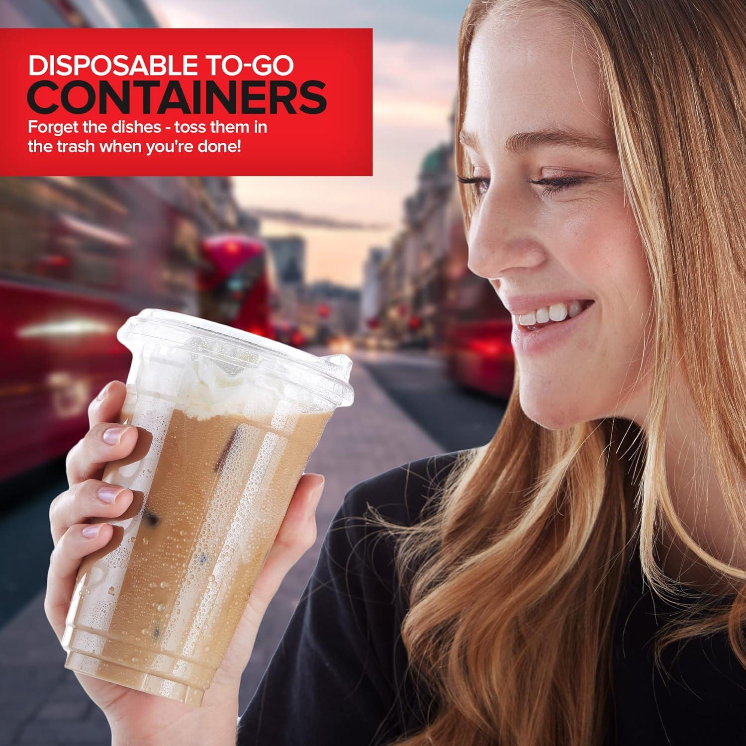 image20 oz Clear Plastic Cups with Lids Disposable Togo Drinking Cup with Strawless Sip Lid for Smoothie Cold Brew Iced Coffee Lemonade Ice Latte Boba Party Drinks Bulk 20 Ounce Set of 5020 oz