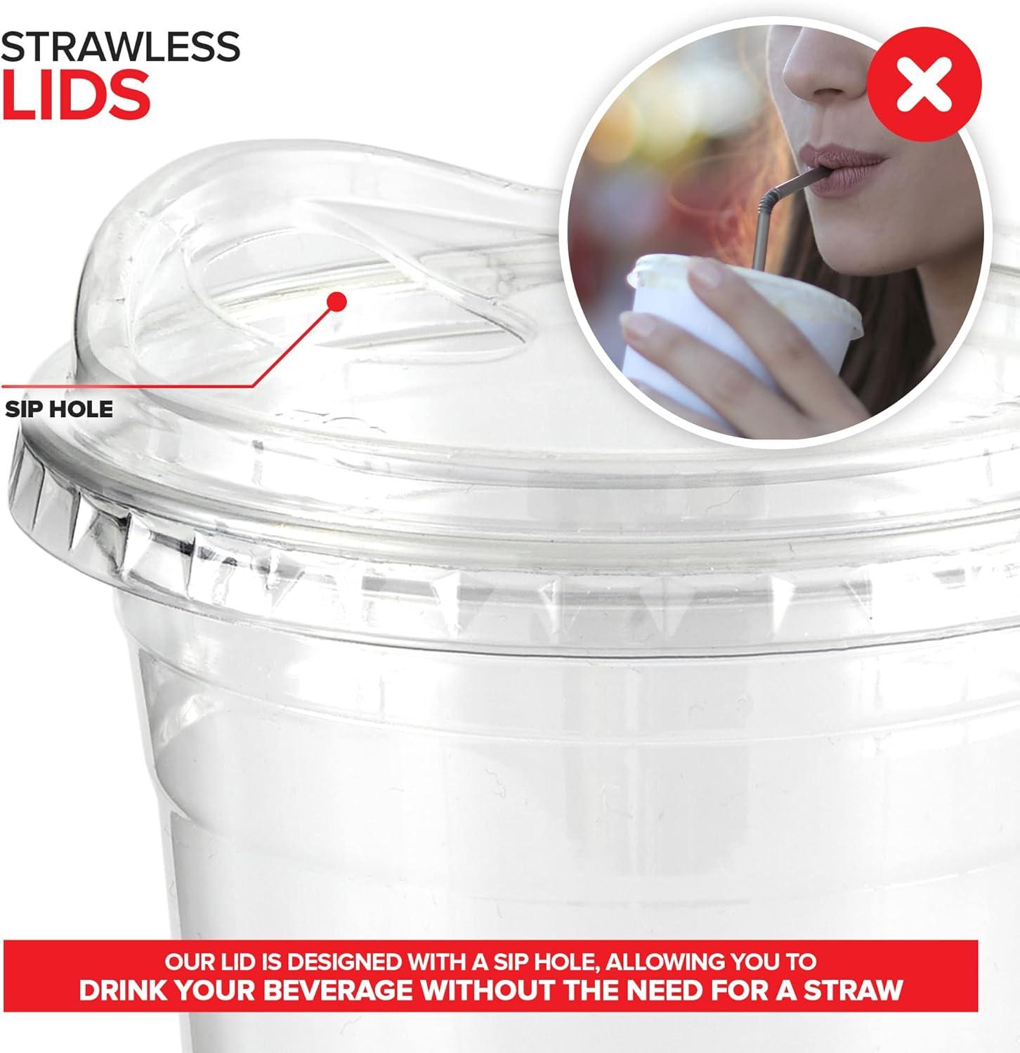 image20 oz Clear Plastic Cups with Lids Disposable Togo Drinking Cup with Strawless Sip Lid for Smoothie Cold Brew Iced Coffee Lemonade Ice Latte Boba Party Drinks Bulk 20 Ounce Set of 5016 oz