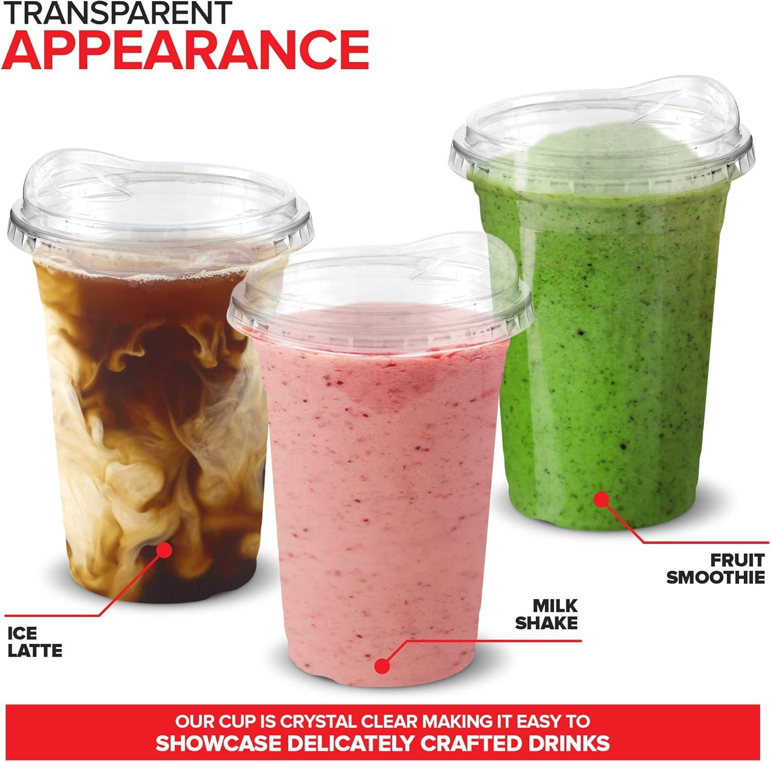 image20 oz Clear Plastic Cups with Lids Disposable Togo Drinking Cup with Strawless Sip Lid for Smoothie Cold Brew Iced Coffee Lemonade Ice Latte Boba Party Drinks Bulk 20 Ounce Set of 5016 oz