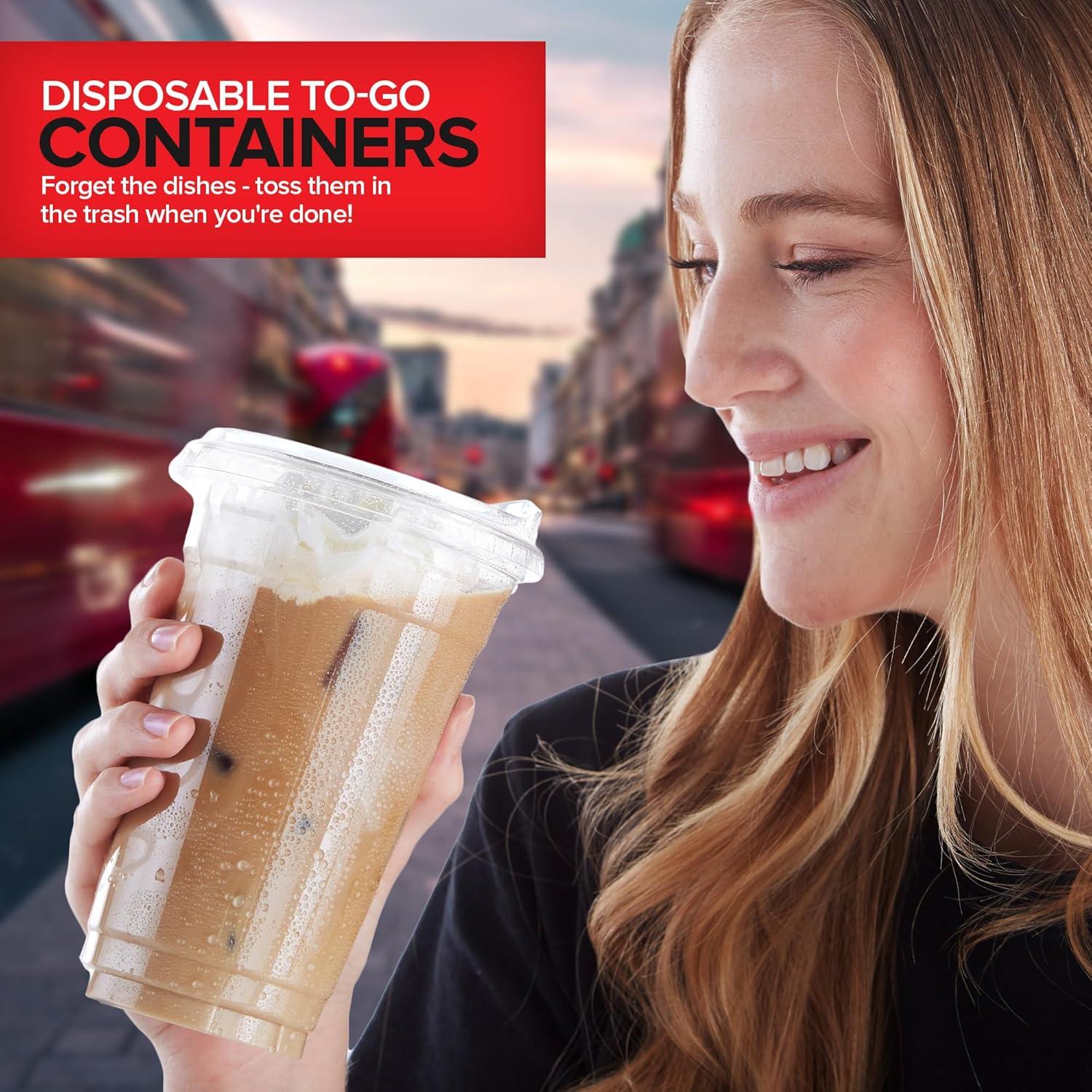 image20 oz Clear Plastic Cups with Lids Disposable Togo Drinking Cup with Strawless Sip Lid for Smoothie Cold Brew Iced Coffee Lemonade Ice Latte Boba Party Drinks Bulk 20 Ounce Set of 5024 oz