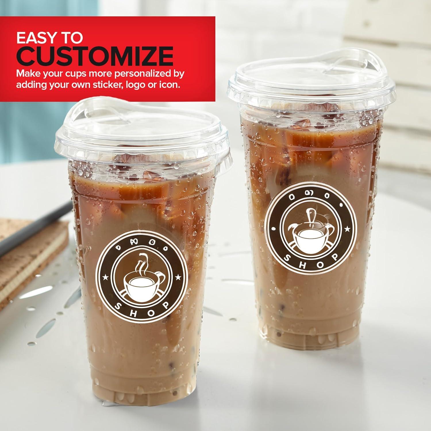 image20 oz Clear Plastic Cups with Lids Disposable Togo Drinking Cup with Strawless Sip Lid for Smoothie Cold Brew Iced Coffee Lemonade Ice Latte Boba Party Drinks Bulk 20 Ounce Set of 5024 oz
