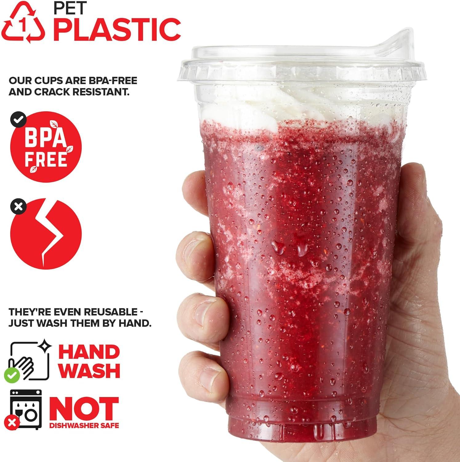 image20 oz Clear Plastic Cups with Lids Disposable Togo Drinking Cup with Strawless Sip Lid for Smoothie Cold Brew Iced Coffee Lemonade Ice Latte Boba Party Drinks Bulk 20 Ounce Set of 5024 oz