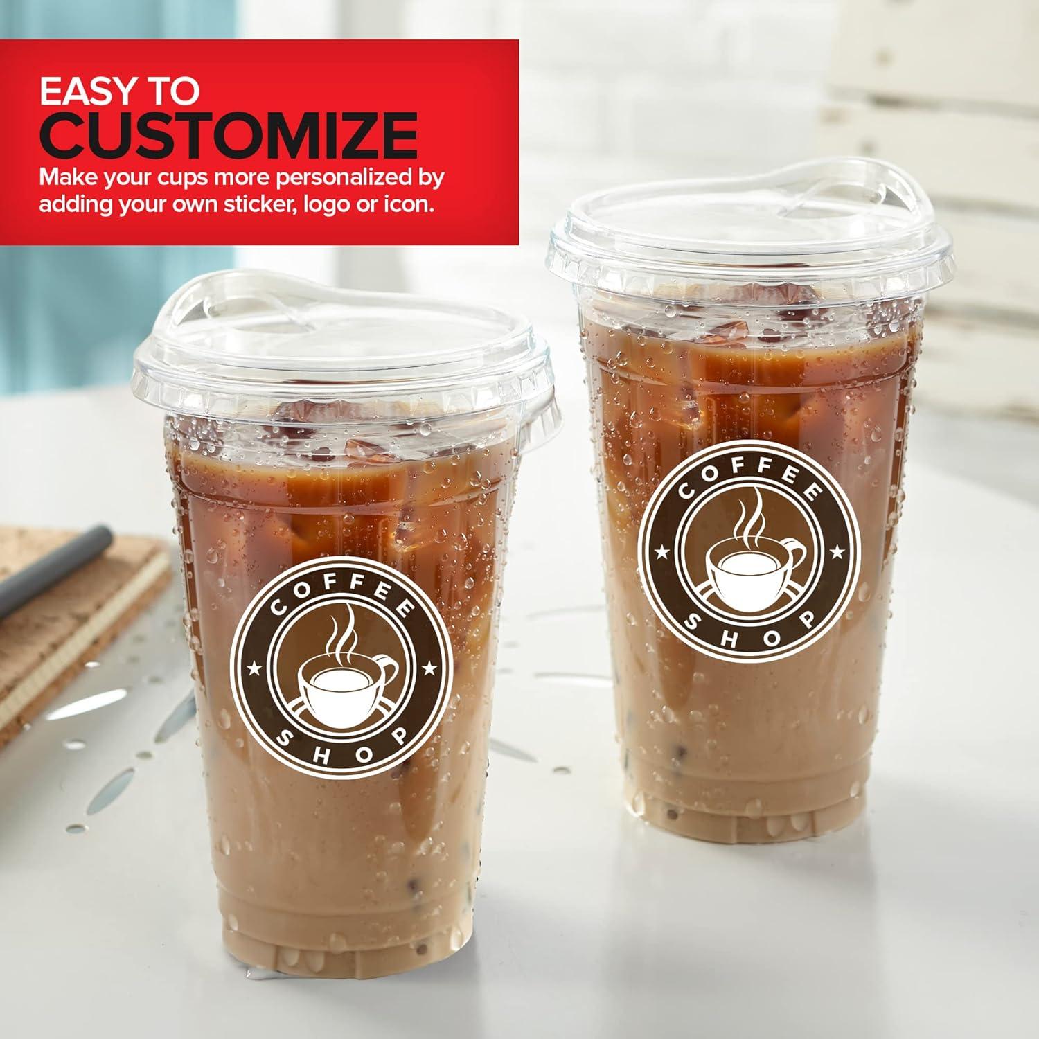 image20 oz Clear Plastic Cups with Lids Disposable Togo Drinking Cup with Strawless Sip Lid for Smoothie Cold Brew Iced Coffee Lemonade Ice Latte Boba Party Drinks Bulk 20 Ounce Set of 5020 oz