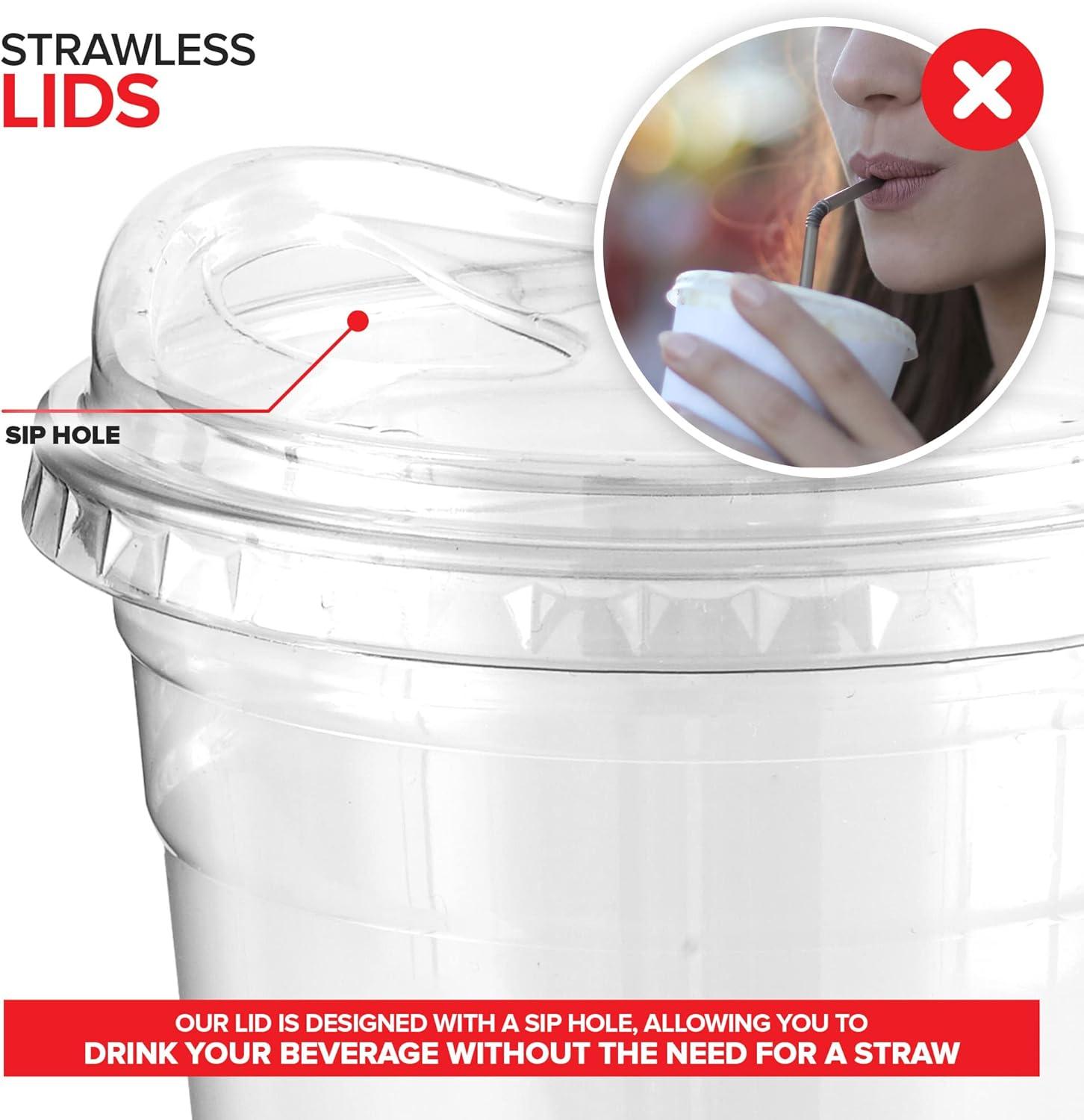 image20 oz Clear Plastic Cups with Lids Disposable Togo Drinking Cup with Strawless Sip Lid for Smoothie Cold Brew Iced Coffee Lemonade Ice Latte Boba Party Drinks Bulk 20 Ounce Set of 5020 oz