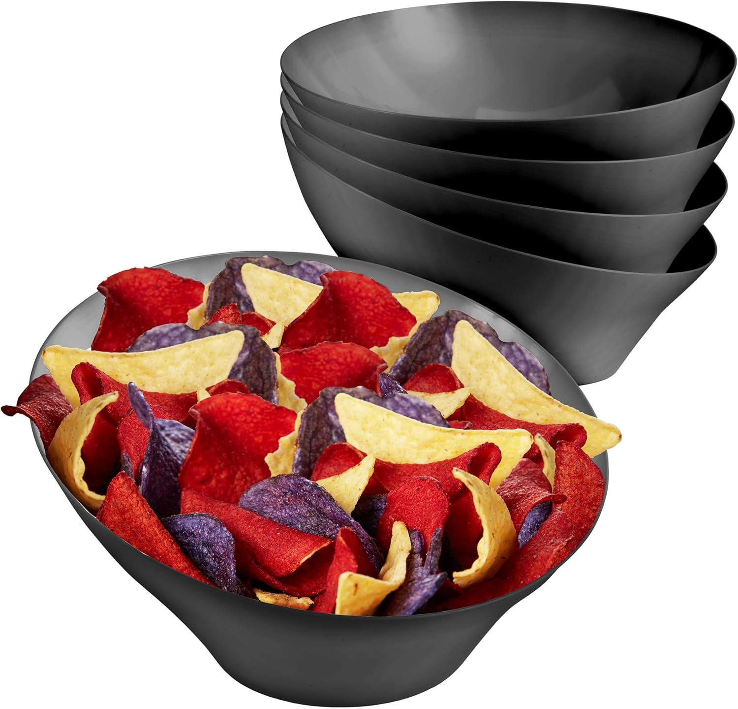 image54oz Black Plastic Serving Bowls 4 Pack Large Disposable Snack Bowl Candy Dishes Buffet Containers Chips Popcorn Snacks Punch Salad Bar Parties Office Desk Bridal Shower Party SuppliesBlack