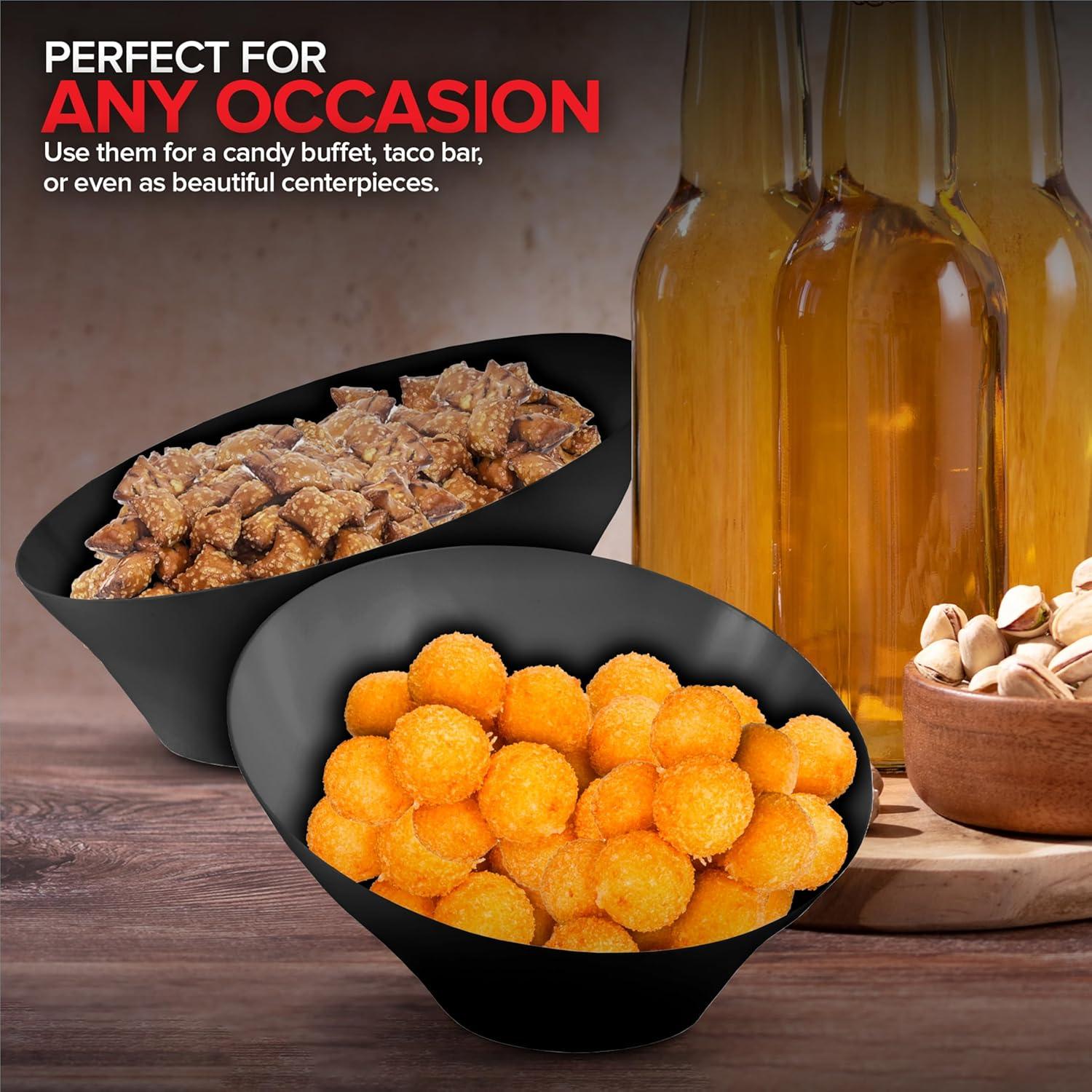 image54oz Black Plastic Serving Bowls 4 Pack Large Disposable Snack Bowl Candy Dishes Buffet Containers Chips Popcorn Snacks Punch Salad Bar Parties Office Desk Bridal Shower Party SuppliesBlack