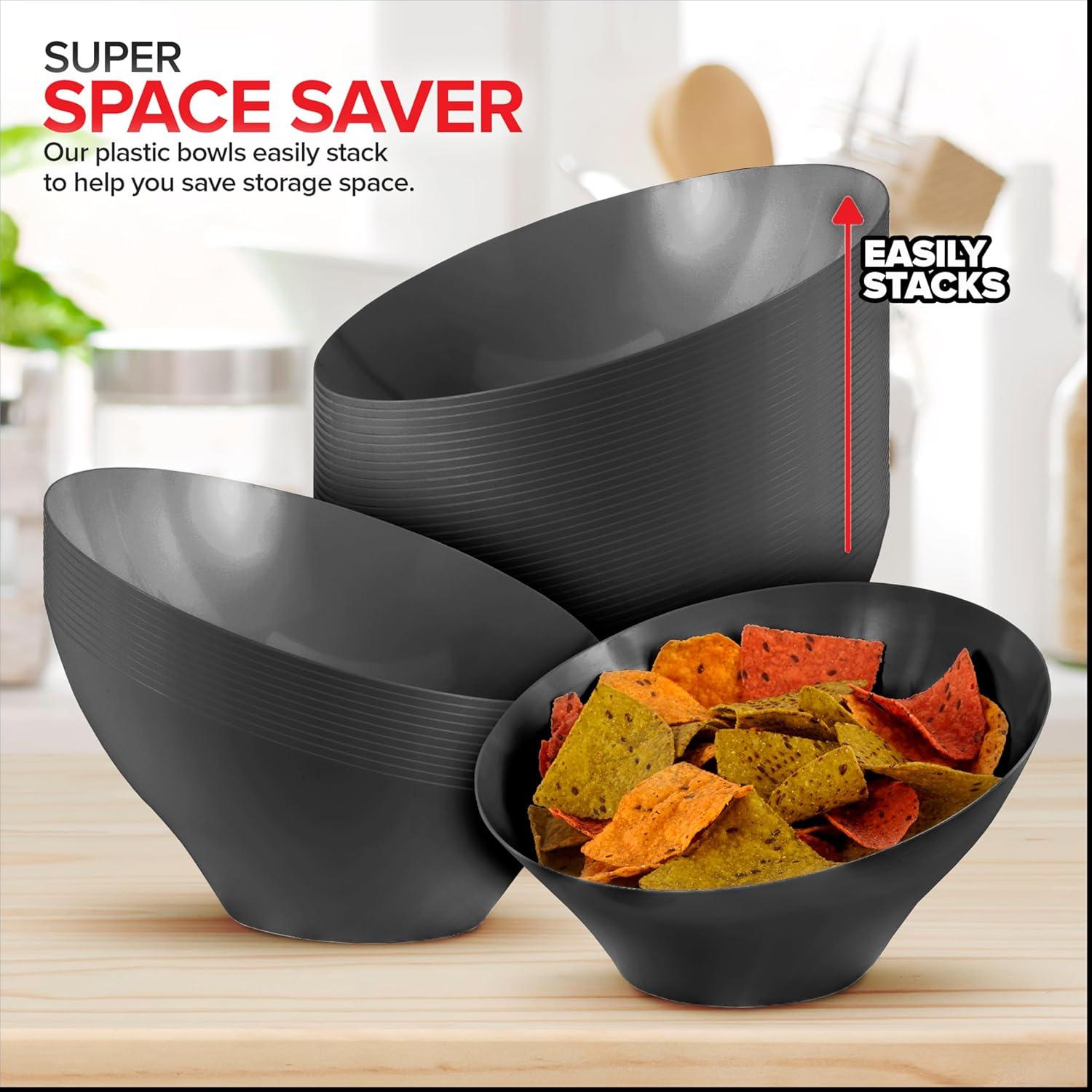 image54oz Black Plastic Serving Bowls 4 Pack Large Disposable Snack Bowl Candy Dishes Buffet Containers Chips Popcorn Snacks Punch Salad Bar Parties Office Desk Bridal Shower Party SuppliesBlack