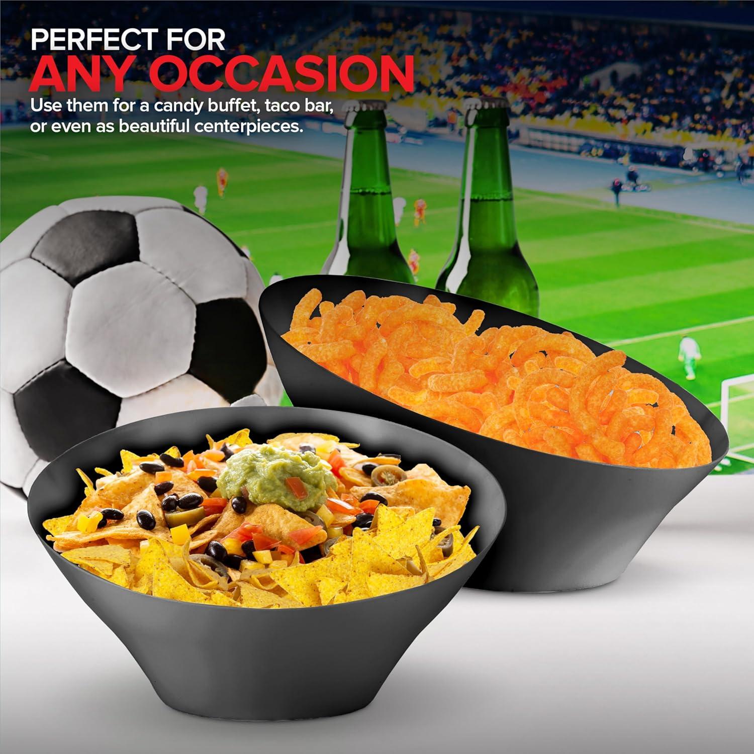 image54oz Black Plastic Serving Bowls 4 Pack Large Disposable Snack Bowl Candy Dishes Buffet Containers Chips Popcorn Snacks Punch Salad Bar Parties Office Desk Bridal Shower Party SuppliesBlack