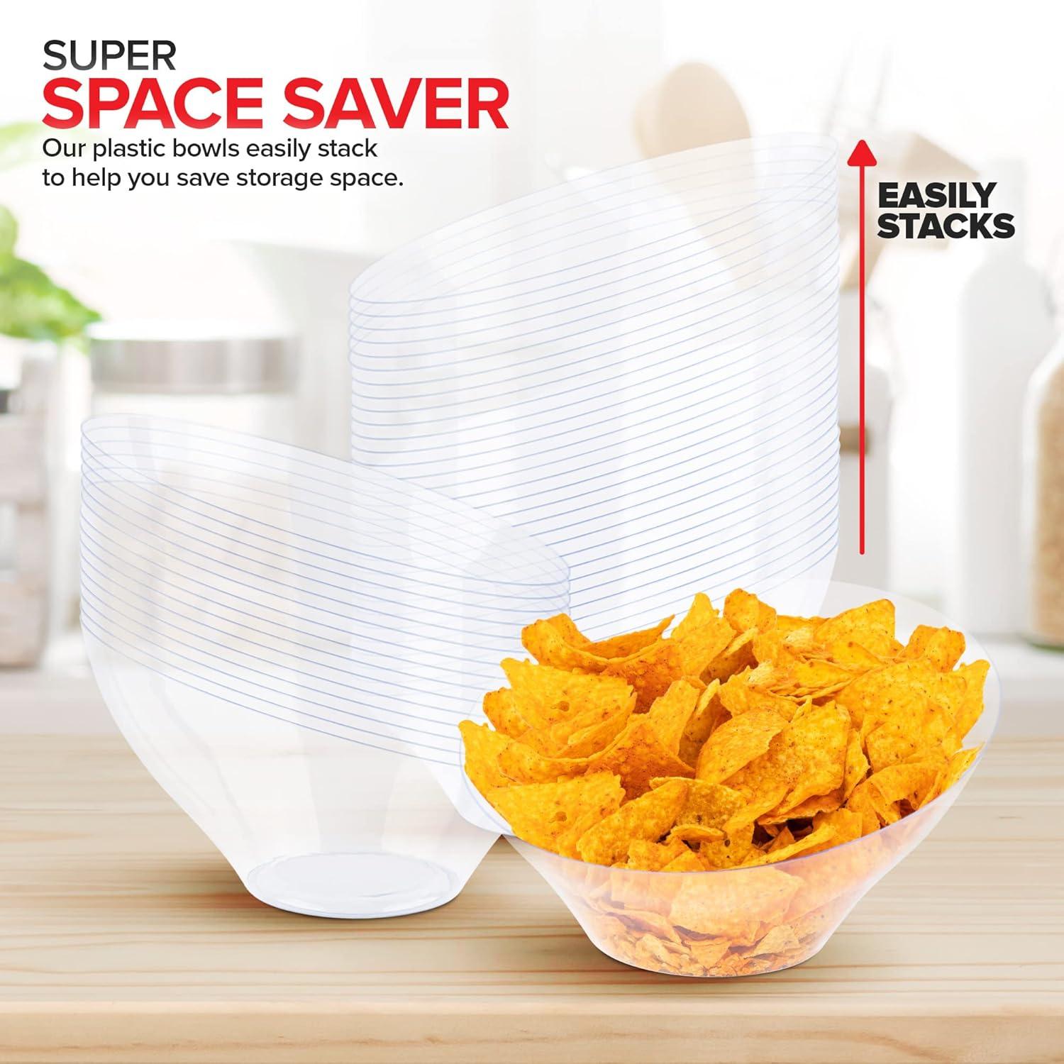 image54oz Black Plastic Serving Bowls 4 Pack Large Disposable Snack Bowl Candy Dishes Buffet Containers Chips Popcorn Snacks Punch Salad Bar Parties Office Desk Bridal Shower Party SuppliesClear