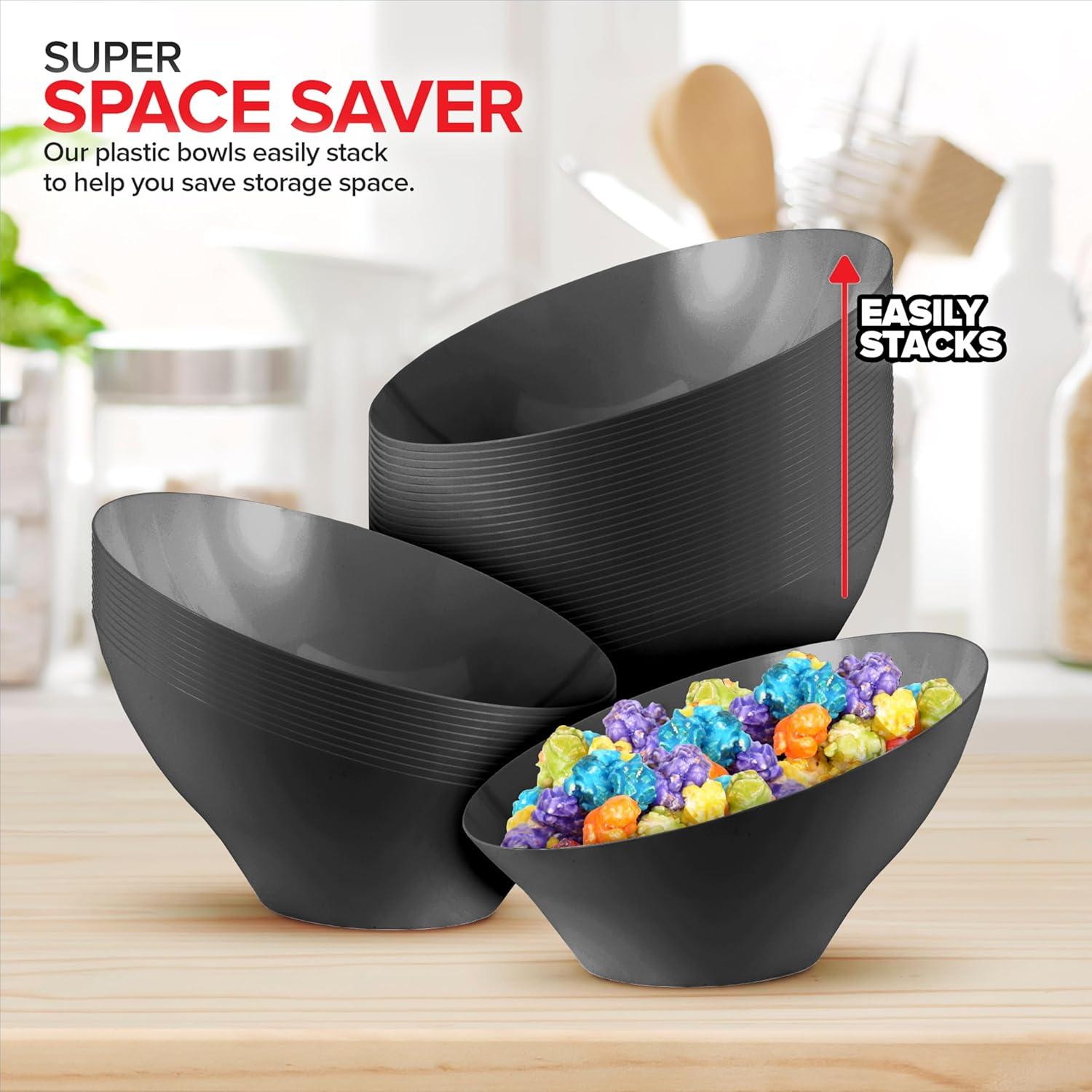 image54oz Black Plastic Serving Bowls 4 Pack Large Disposable Snack Bowl Candy Dishes Buffet Containers Chips Popcorn Snacks Punch Salad Bar Parties Office Desk Bridal Shower Party SuppliesBlack