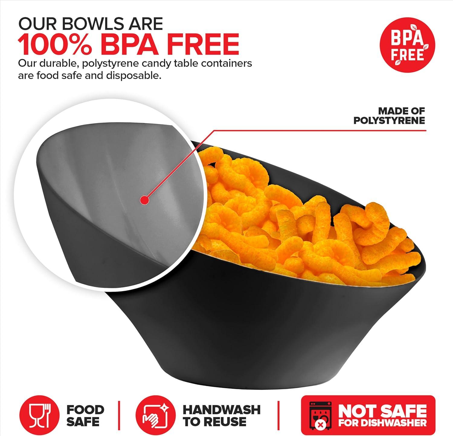 image54oz Black Plastic Serving Bowls 4 Pack Large Disposable Snack Bowl Candy Dishes Buffet Containers Chips Popcorn Snacks Punch Salad Bar Parties Office Desk Bridal Shower Party SuppliesBlack