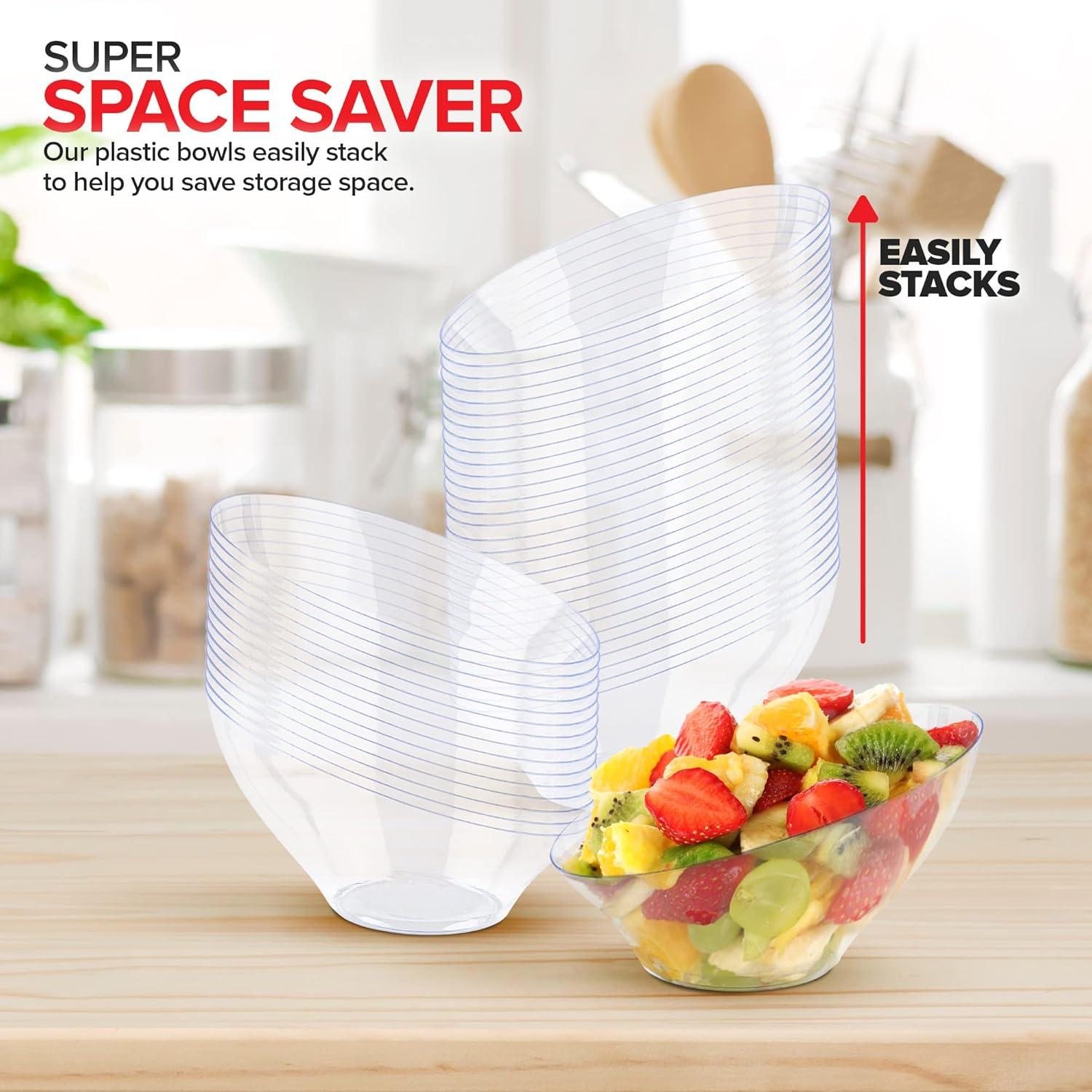 image54oz Black Plastic Serving Bowls 4 Pack Large Disposable Snack Bowl Candy Dishes Buffet Containers Chips Popcorn Snacks Punch Salad Bar Parties Office Desk Bridal Shower Party SuppliesClear