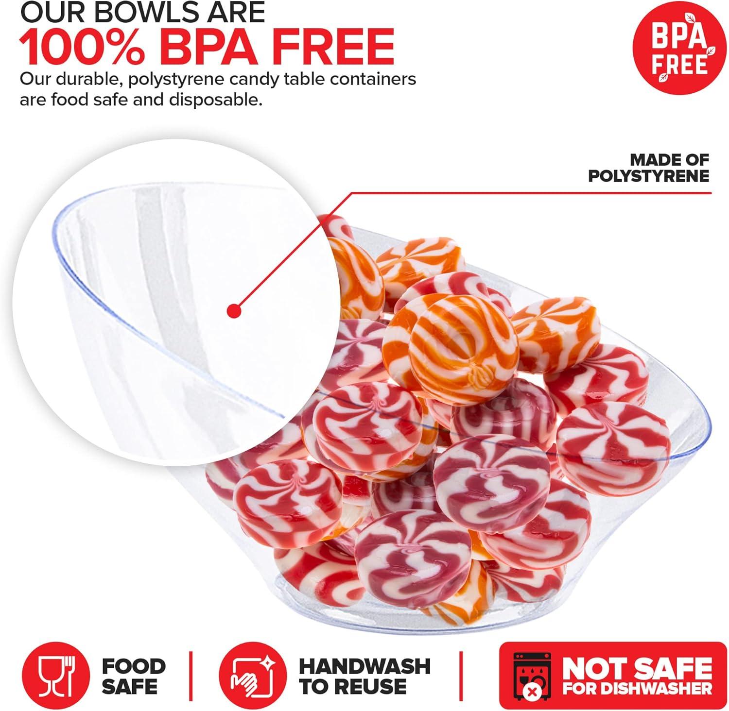 image54oz Black Plastic Serving Bowls 4 Pack Large Disposable Snack Bowl Candy Dishes Buffet Containers Chips Popcorn Snacks Punch Salad Bar Parties Office Desk Bridal Shower Party SuppliesClear