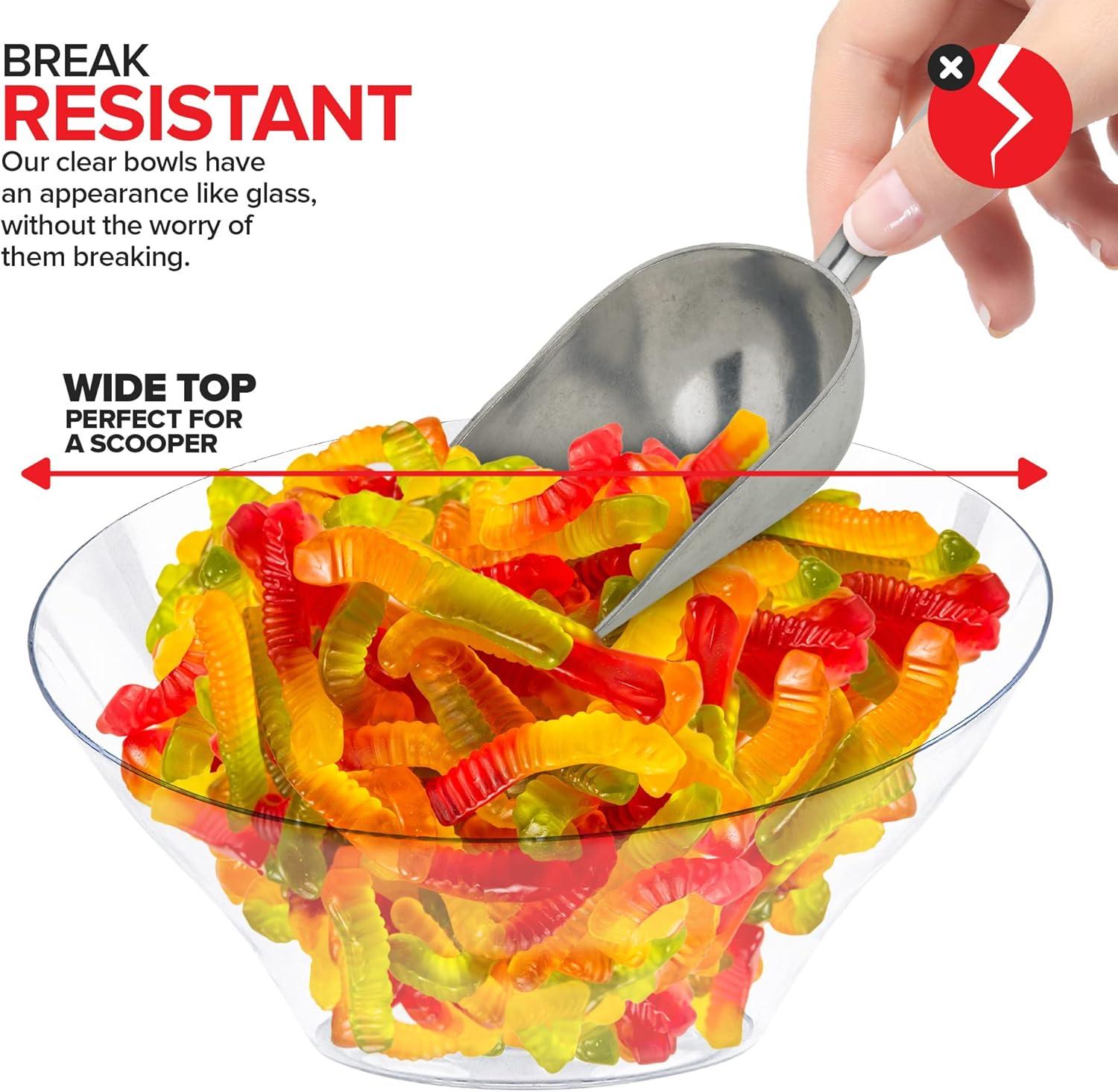 imageMultiPack Clear Plastic Serving Bowls 6 Pack 3 x 54oz Large Disposable Candy Dishes 3 x 20oz Buffet Containers Chips Popcorn Snacks Punch Salad Bar Parties Bridal Shower Party SuppliesSmall Medium