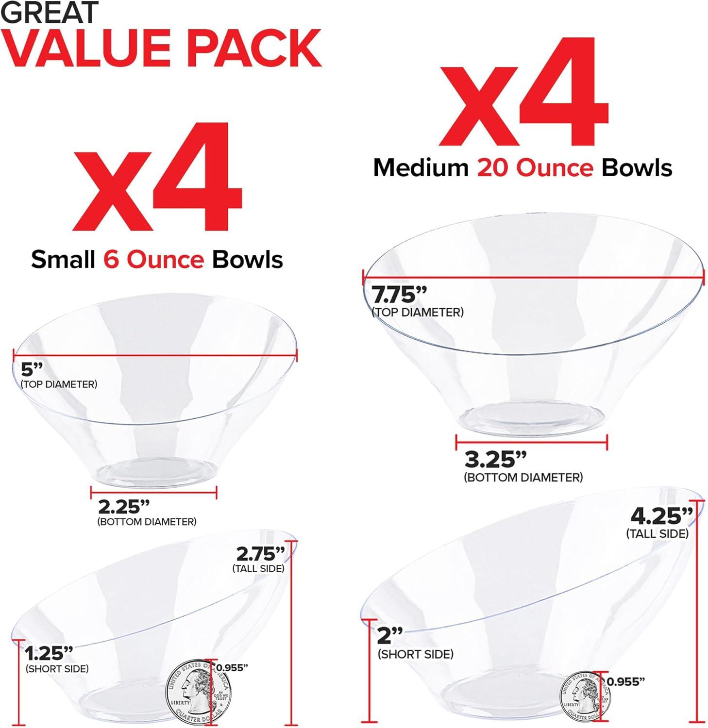 imageMultiPack Clear Plastic Serving Bowls 6 Pack 3 x 54oz Large Disposable Candy Dishes 3 x 20oz Buffet Containers Chips Popcorn Snacks Punch Salad Bar Parties Bridal Shower Party SuppliesSmall Medium