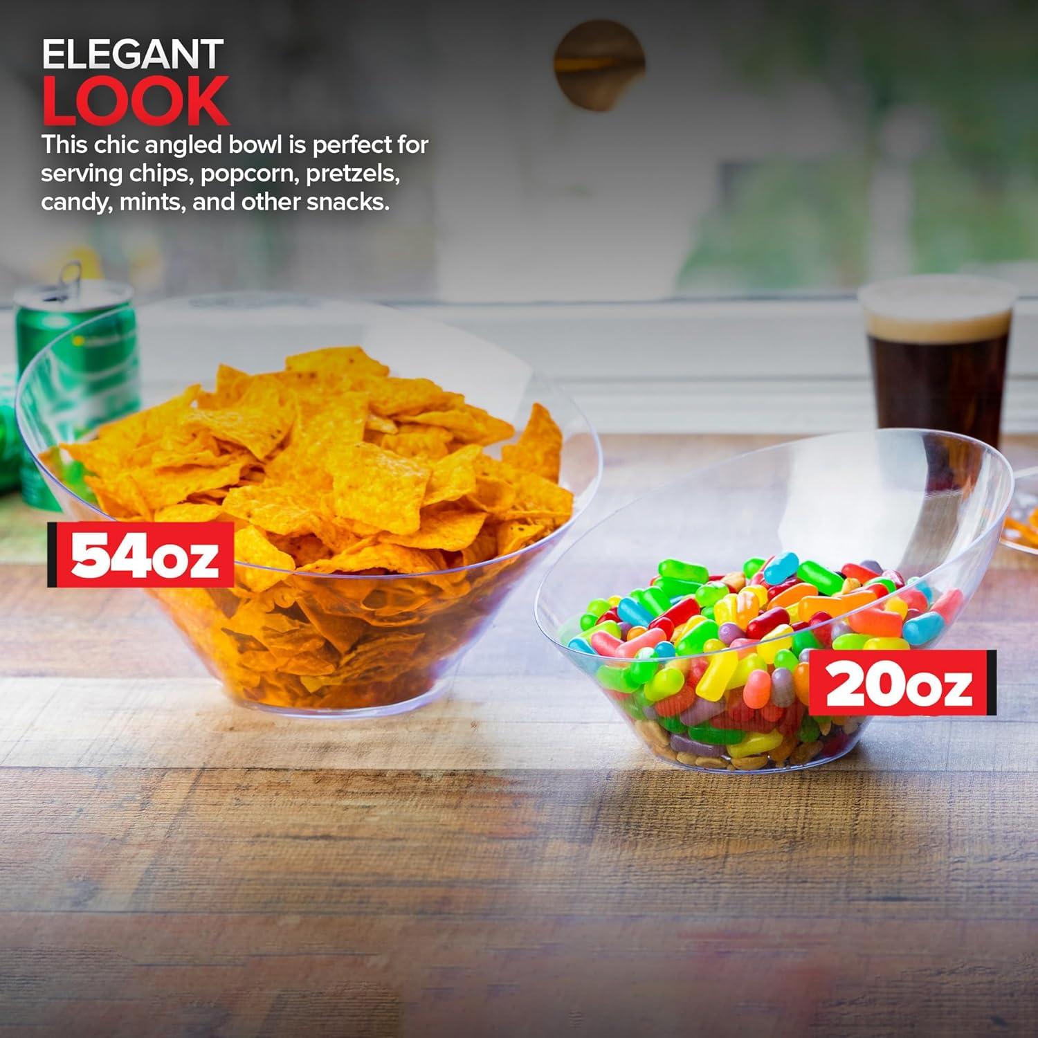 imageMultiPack Clear Plastic Serving Bowls 6 Pack 3 x 54oz Large Disposable Candy Dishes 3 x 20oz Buffet Containers Chips Popcorn Snacks Punch Salad Bar Parties Bridal Shower Party SuppliesLarge Medium