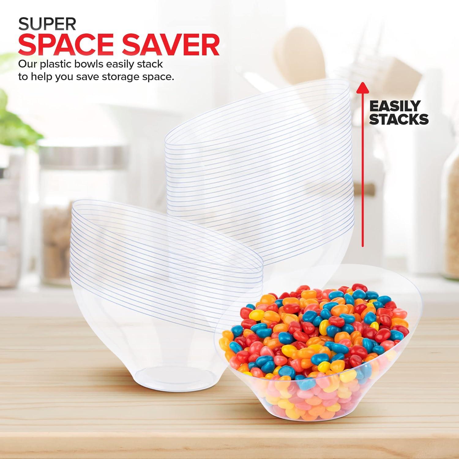imageMultiPack Clear Plastic Serving Bowls 6 Pack 3 x 54oz Large Disposable Candy Dishes 3 x 20oz Buffet Containers Chips Popcorn Snacks Punch Salad Bar Parties Bridal Shower Party SuppliesSmall Medium