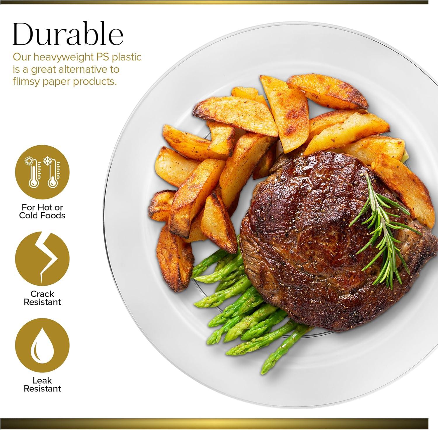 imageStock Your Home 100ct Polystyrene Plate 9x9inch Heavy Duty Clear Reusable Modern Style Disposable Plate for Weddings Dinner Parties Holidays