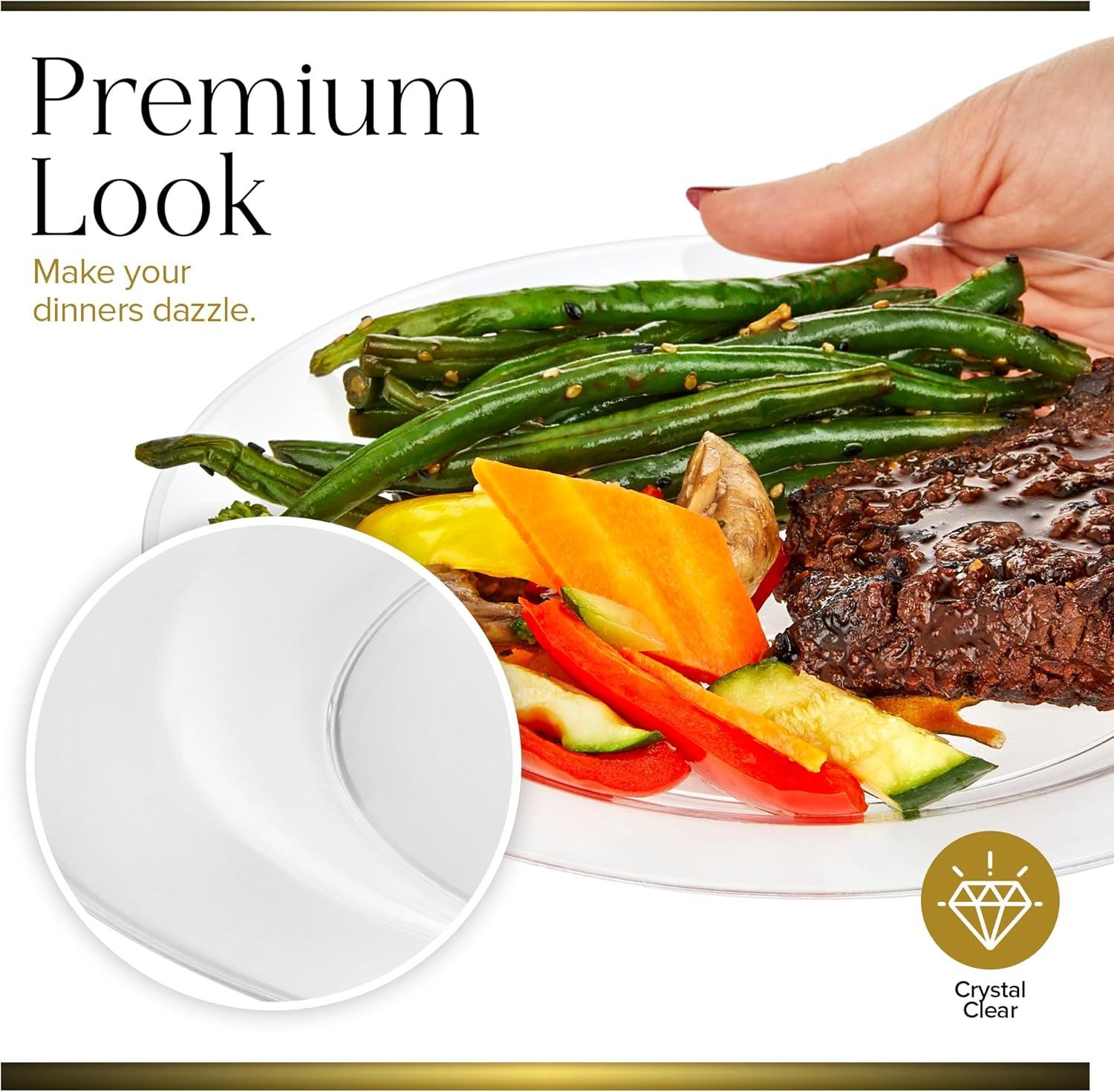 imageStock Your Home 100ct Polystyrene Plate 9x9inch Heavy Duty Clear Reusable Modern Style Disposable Plate for Weddings Dinner Parties Holidays