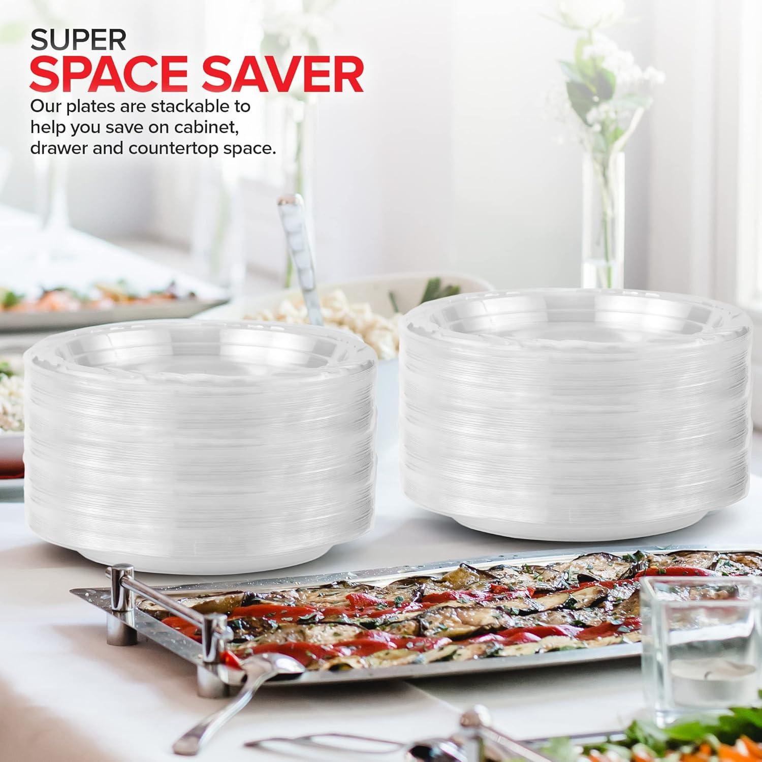 Stock Your Home 120-Count, 9 Inch Clear Plastic Plates, Flexible ...
