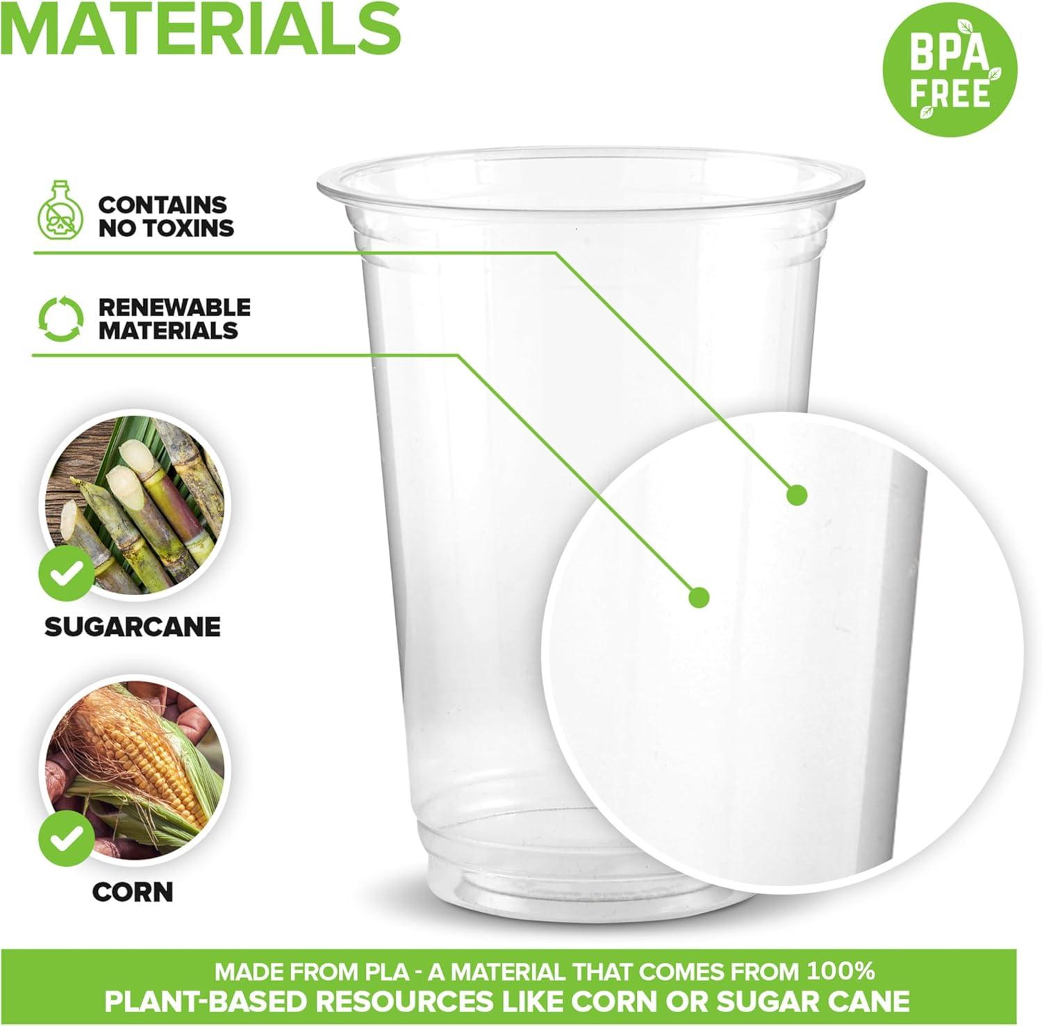 Stock Your Home 16 oz Clear Commercially Compostable Cold Cups (50 Pack ...