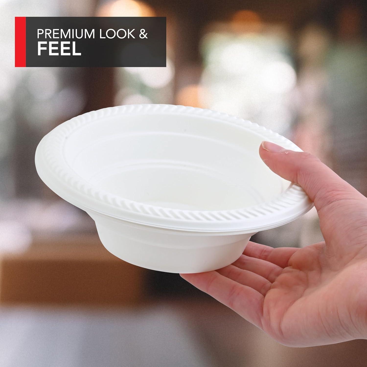 imageStock Your Home 800 Count 12 oz White Plastic Bowls Bulk Pack of Small Plastic Disposable Bowls for Dessert Ice Cream Pet Food Heavy Duty Single Serving Bowls for Catering or Every Day Use