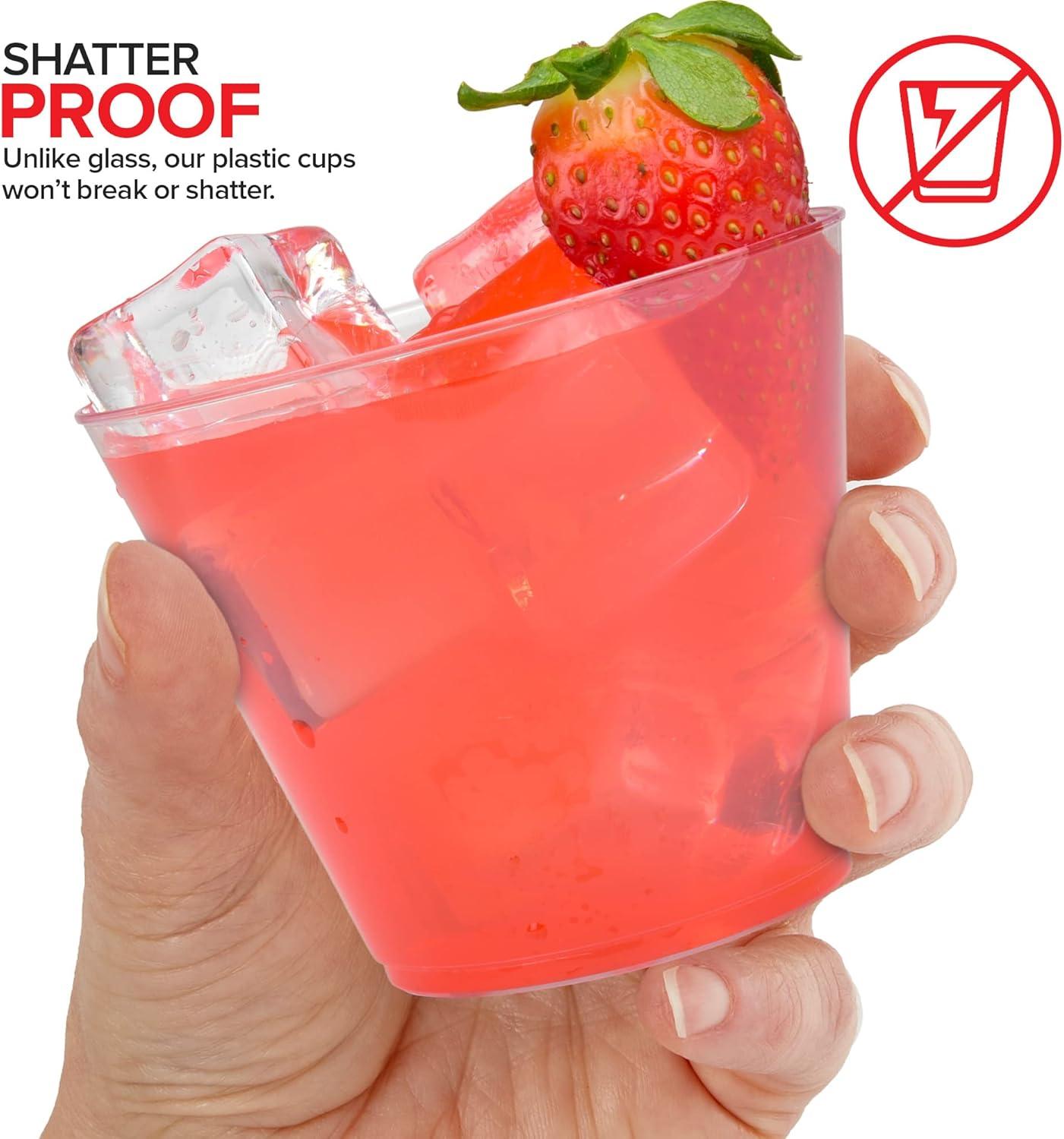 imageStock Your Home 9 oz Clear Disposable Plastic Cups 100 Pack Elegant Tumblers Glasses for Birthday Parties Weddings Holidays Dessert Tumbler Bulk Drinking Cup for Fruit Punch Cocktails WineClassic