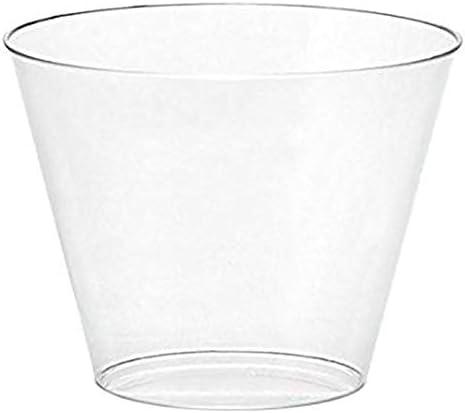 imageStock Your Home 9 oz Clear Disposable Plastic Cups 100 Pack Elegant Tumblers Glasses for Birthday Parties Weddings Holidays Dessert Tumbler Bulk Drinking Cup for Fruit Punch Cocktails WineClassic