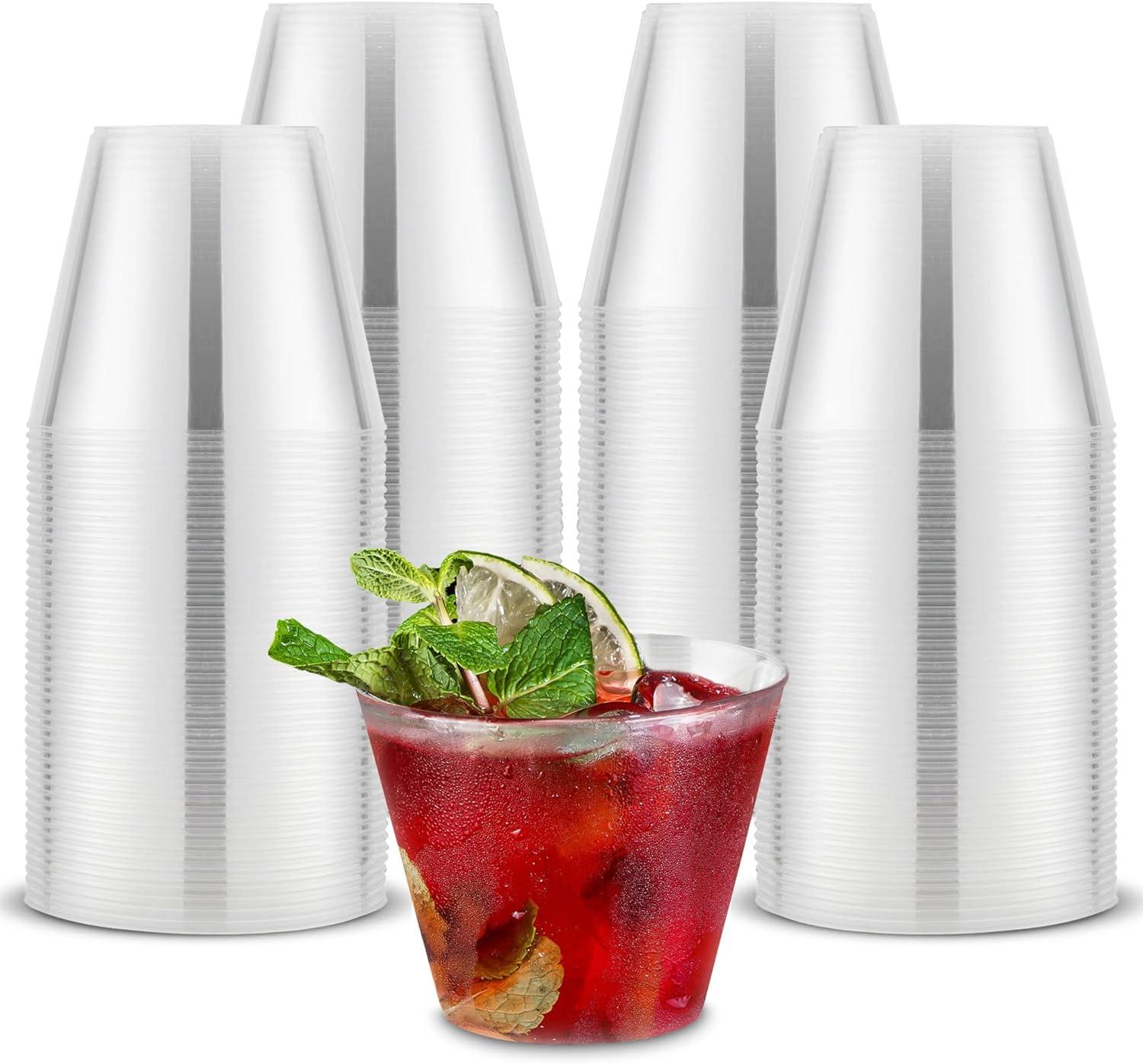 imageStock Your Home 9 oz Clear Disposable Plastic Cups 100 Pack Elegant Tumblers Glasses for Birthday Parties Weddings Holidays Dessert Tumbler Bulk Drinking Cup for Fruit Punch Cocktails WineClassic