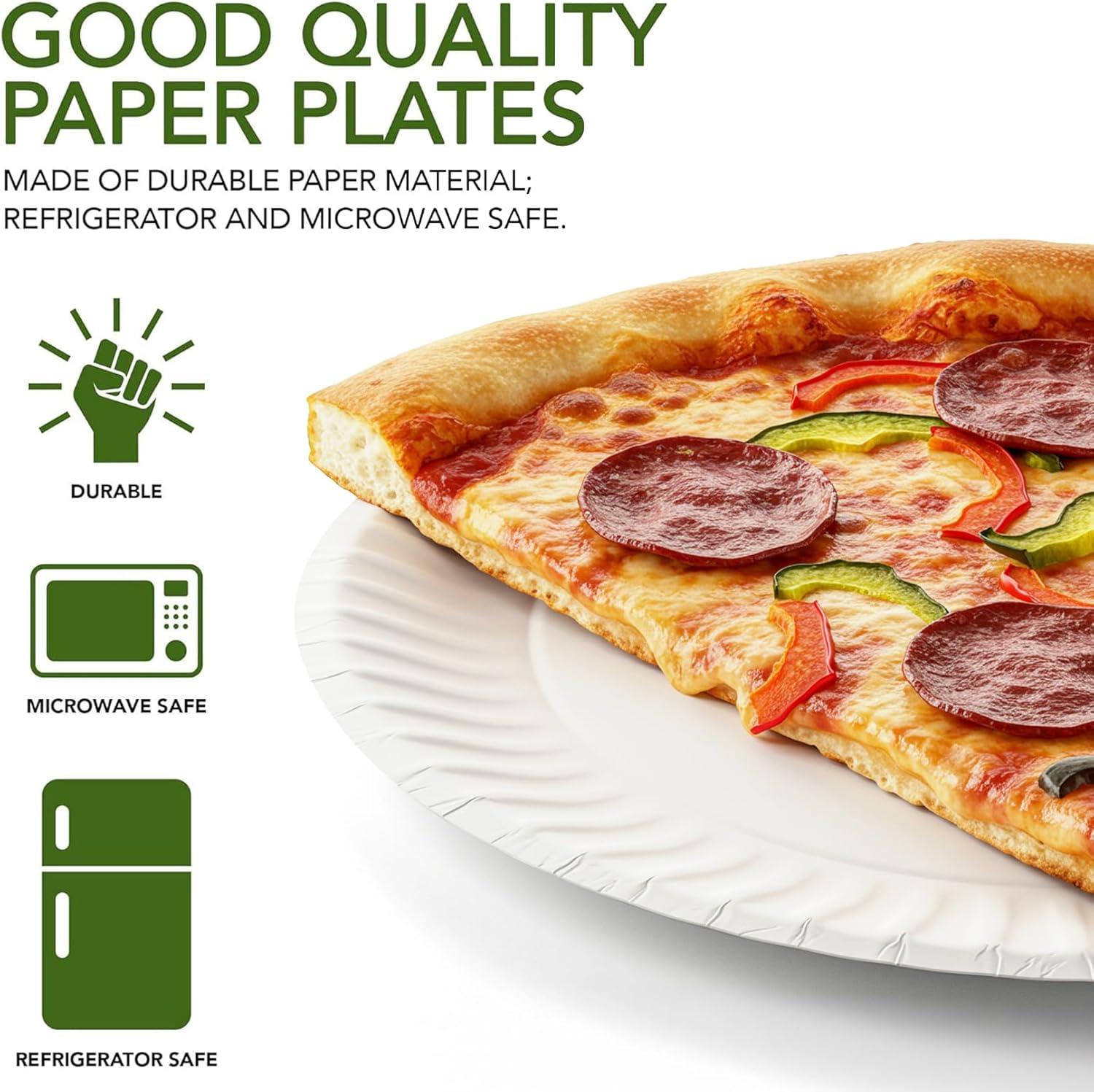 imageStock Your Home 9Inch Paper Plates Uncoated Everyday Disposable Plates 9 Paper Plate Bulk White 100 Count9 Inch