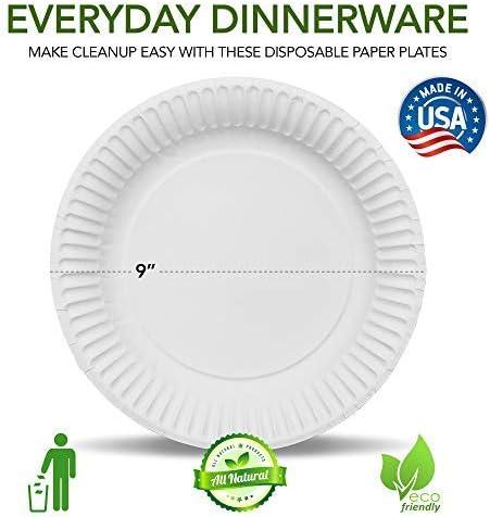 imageStock Your Home 9Inch Paper Plates Uncoated Everyday Disposable Plates 9 Paper Plate Bulk White 500 Count200 Count Pack of 1