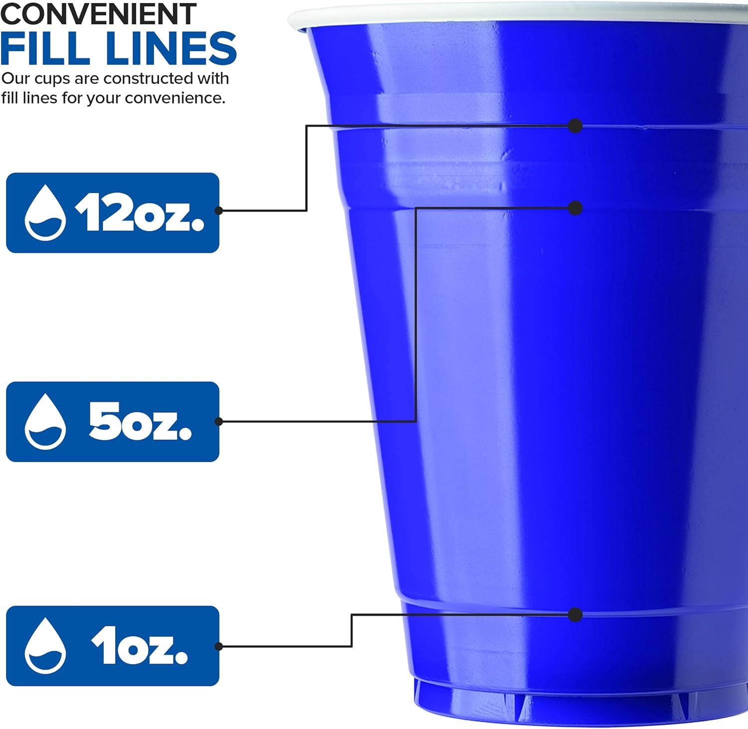 imageStock Your Home Blue Plastic Cups Disposable 16oz 50 Count HeavyDuty Large Party Cup Pack Bulk Pack for Drinking Punch Soda Wine Beer 4th of July HalloweenBlue